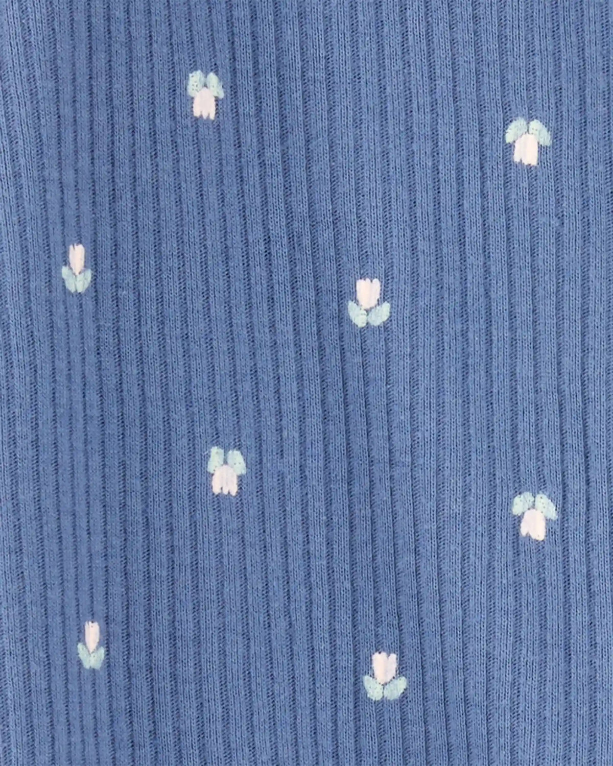 Baby Girl Mini Floral 2-Way Zip Ribbed Sleep & Play Pajamas - Blue