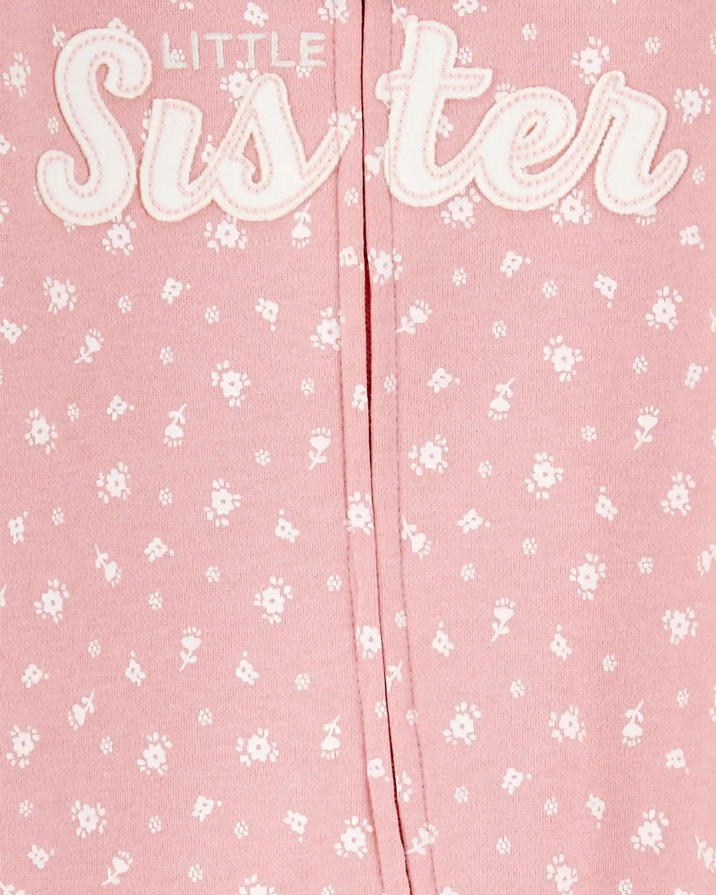 Baby Girl 'Little Sister' 2-Way Zip Cotton Sleep & Play Pajamas - Pink