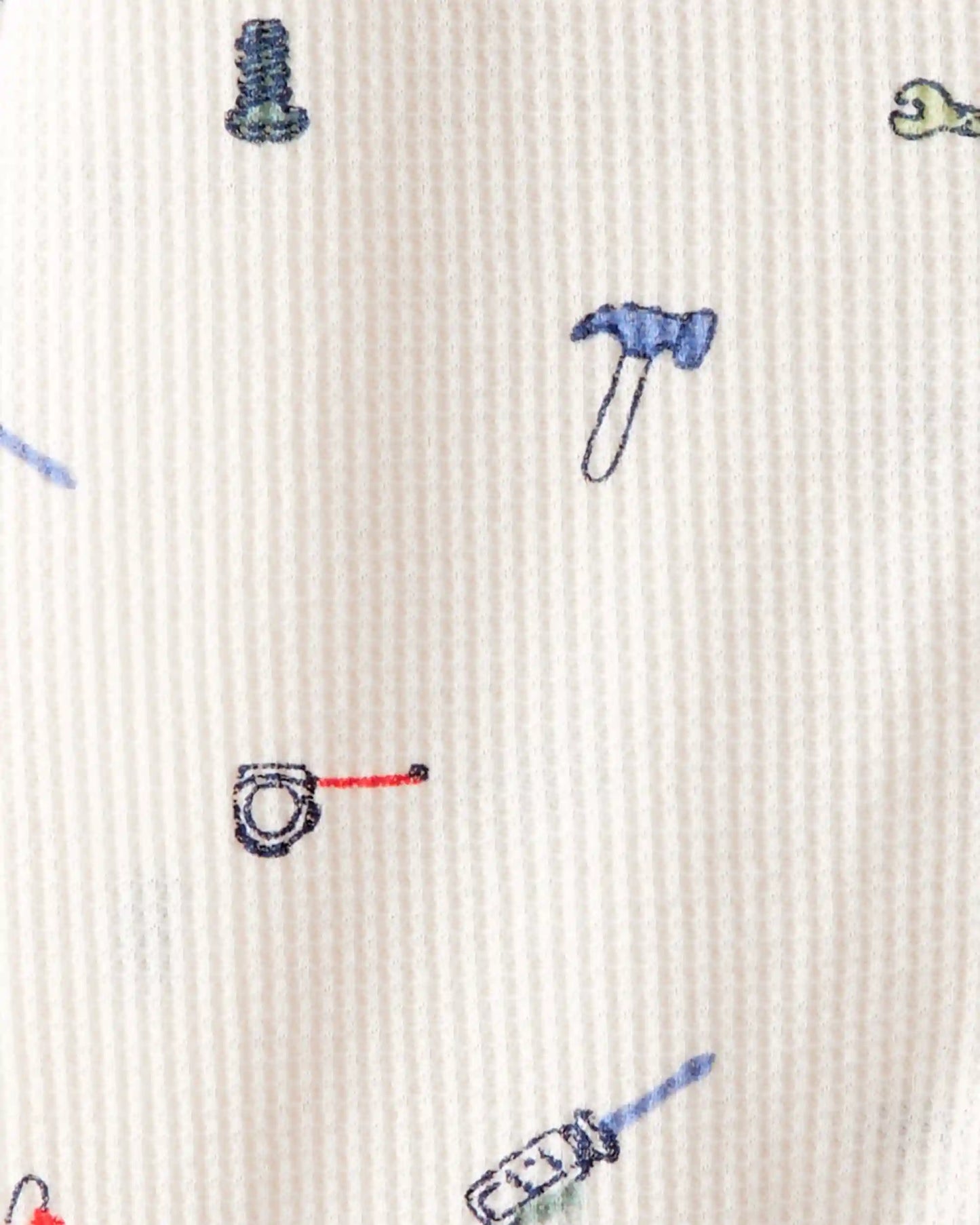Baby Boy Construction Print Cotton Long-Sleeve Snug Fit Sleep & Play Pajamas - White