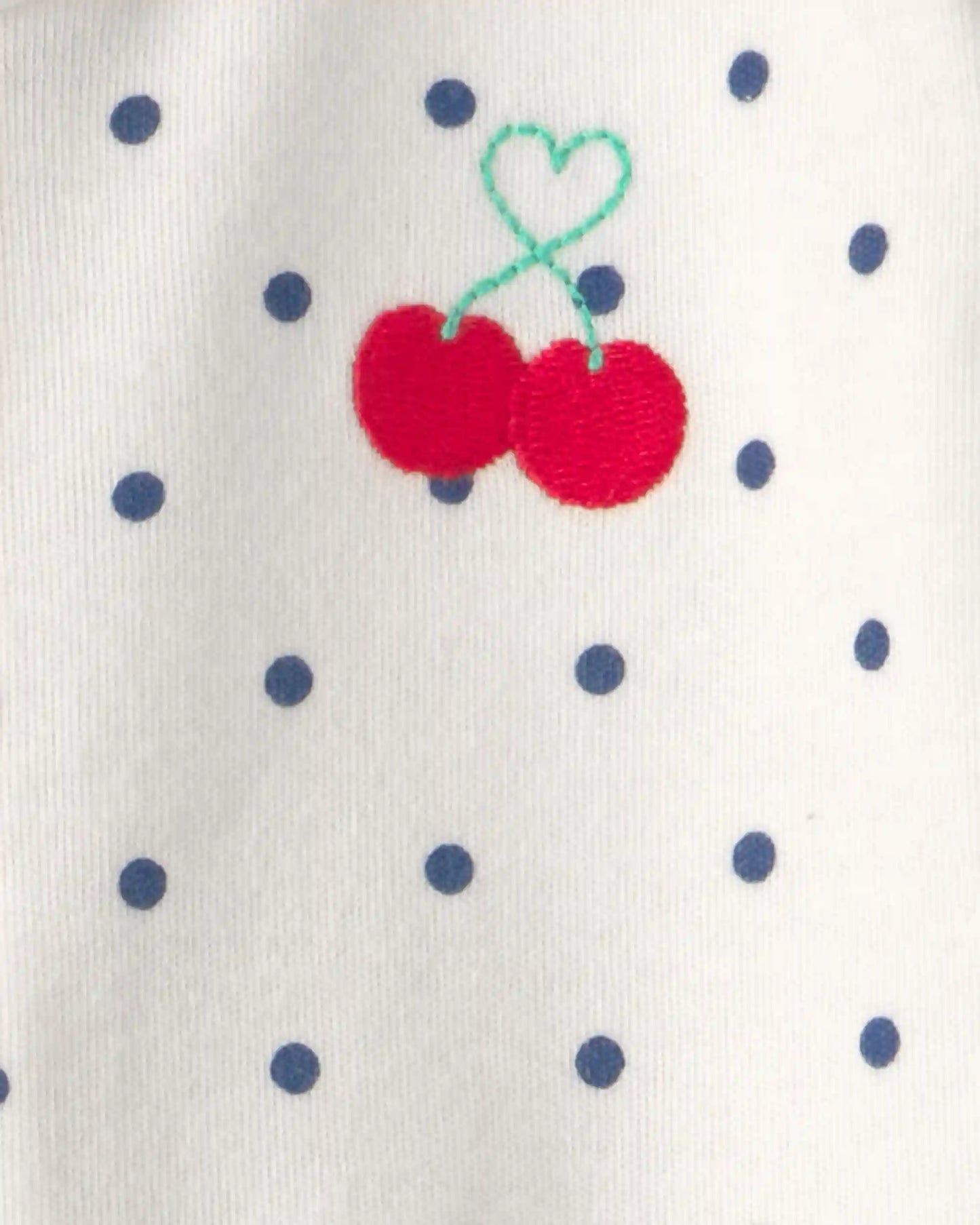 Baby Girl Cherry 2-Way Zip 100% Cotton Sleep & Play Pajama - White