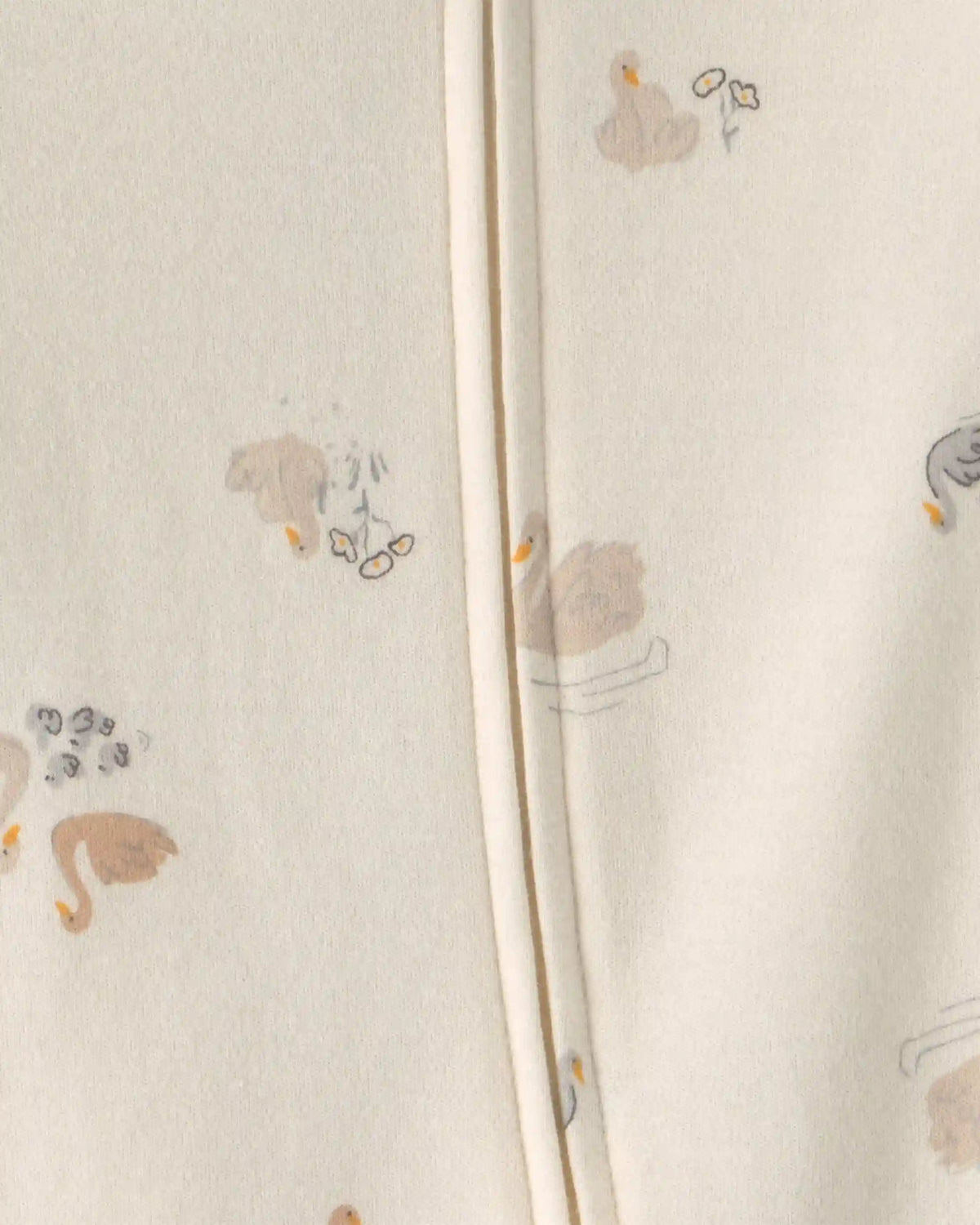 Baby Girl Swan 100% Cotton 2-Way Zip Sleep & Play Pajamas - Ivory