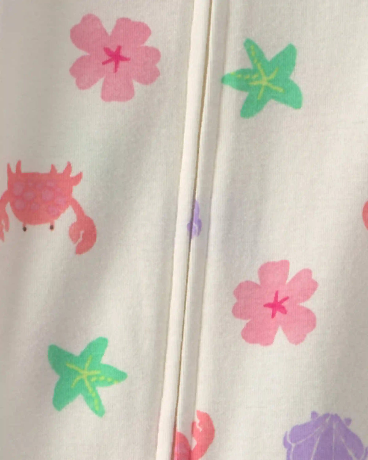 Baby Girl Sea Critters 100% Cotton 1-Piece Pajama - Cream