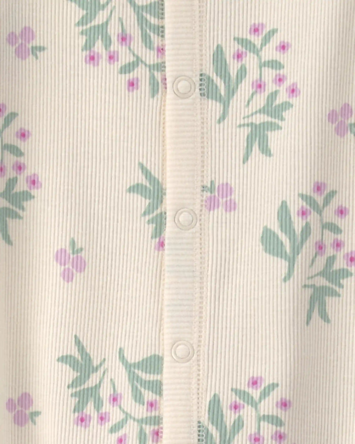 Baby Girl Floral Cotton Sleep & Play Pajamas - Ivory
