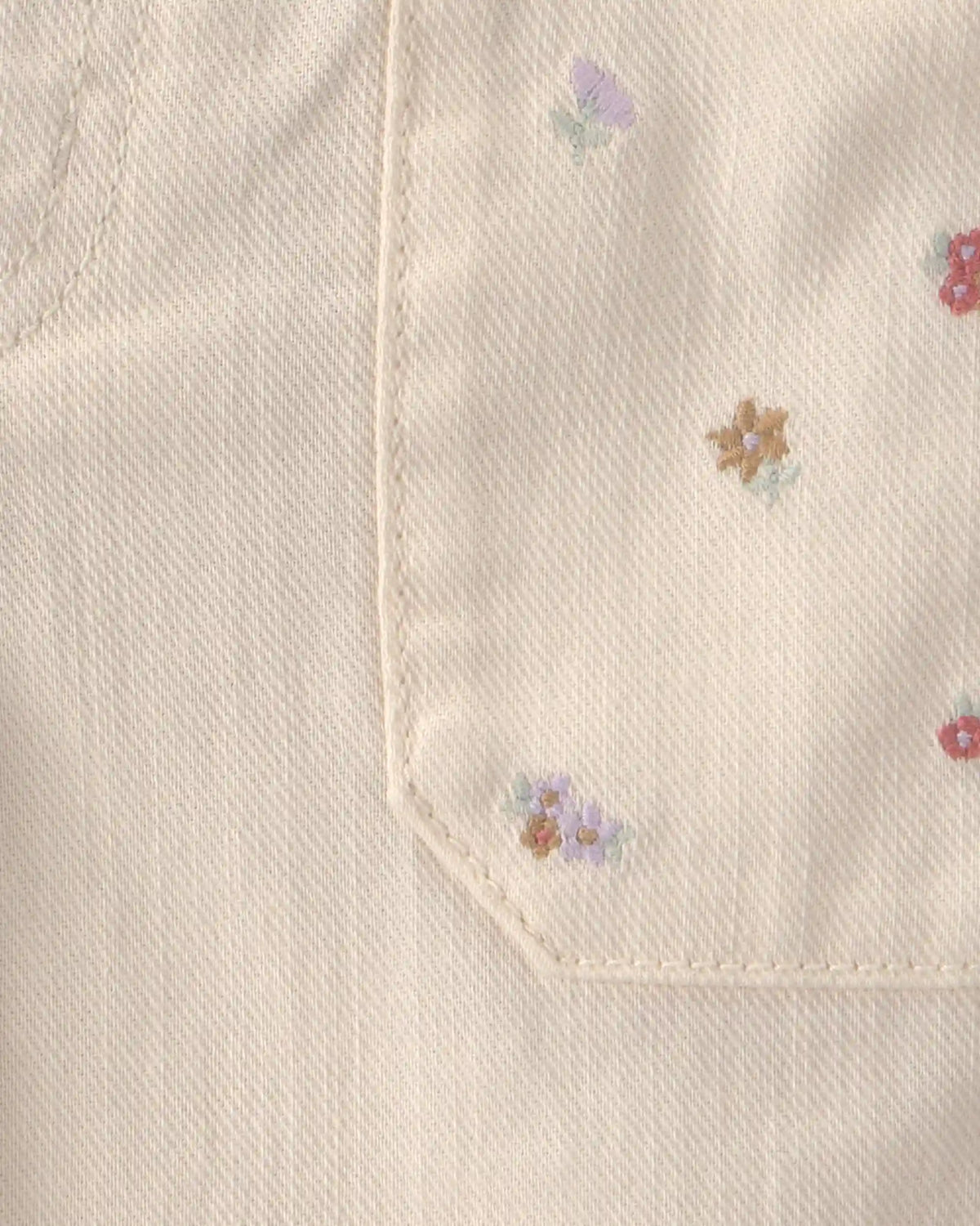 Baby Girl Floral Twill Pants - Cream