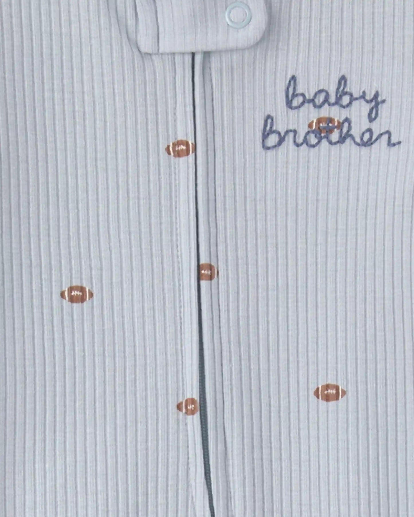Baby Boy 'Baby Brother' Cotton 2-Way Zip Sleep & Play Pajamas - Blue