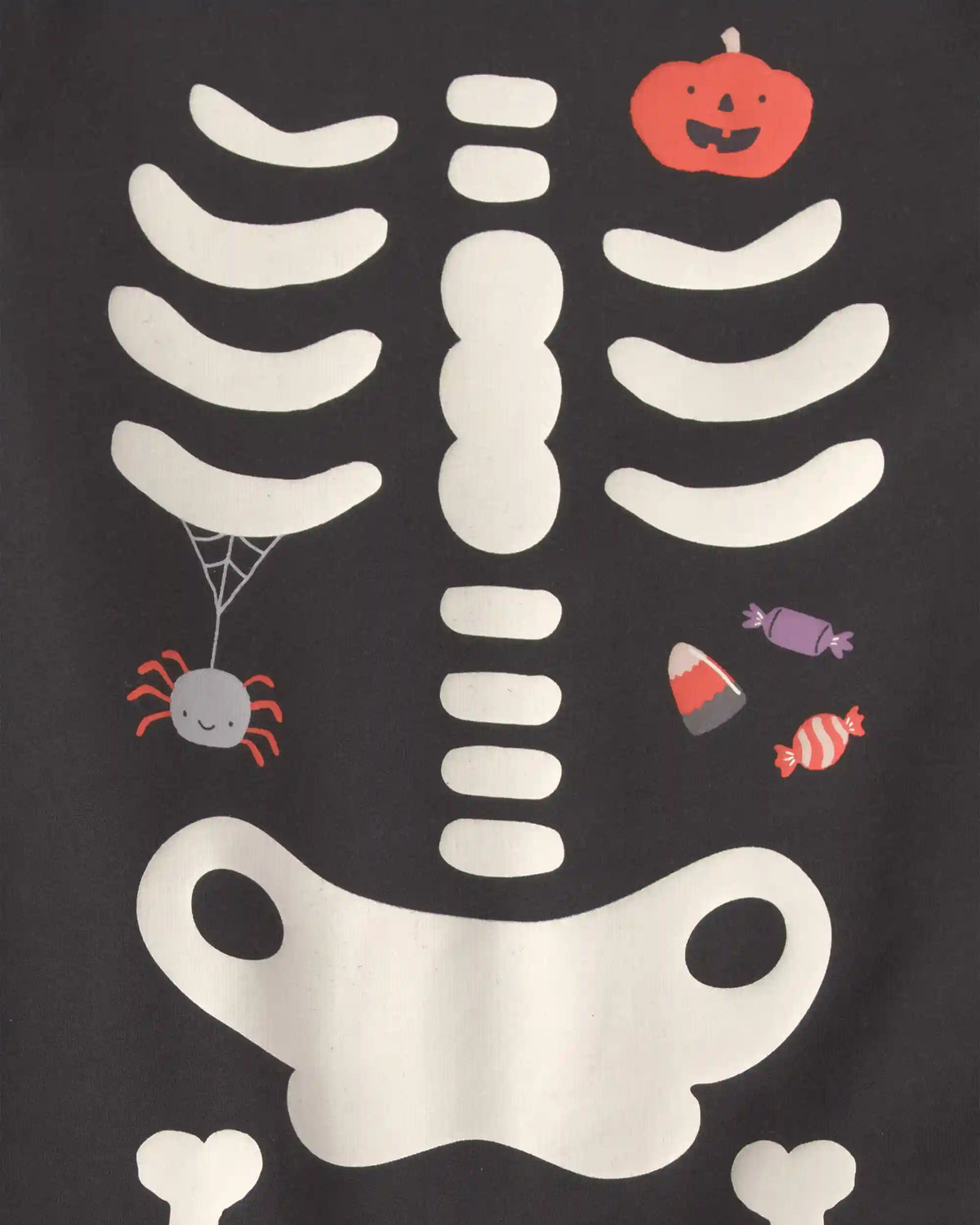 Baby Halloween Skeleton French Terry Long-Sleeve Jumpsuit - Charcoal