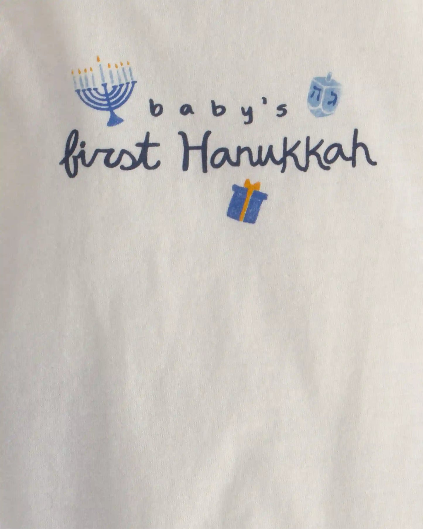 Baby 2-Piece 'Baby's First Hanukkah' Long-Sleeve Bodysuit & Pant Set - Blue/Cream