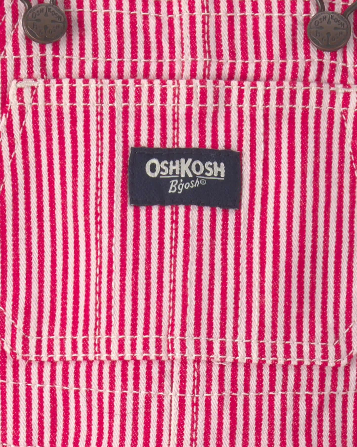 Baby Boy Hickory Stripe Overalls - Red/White