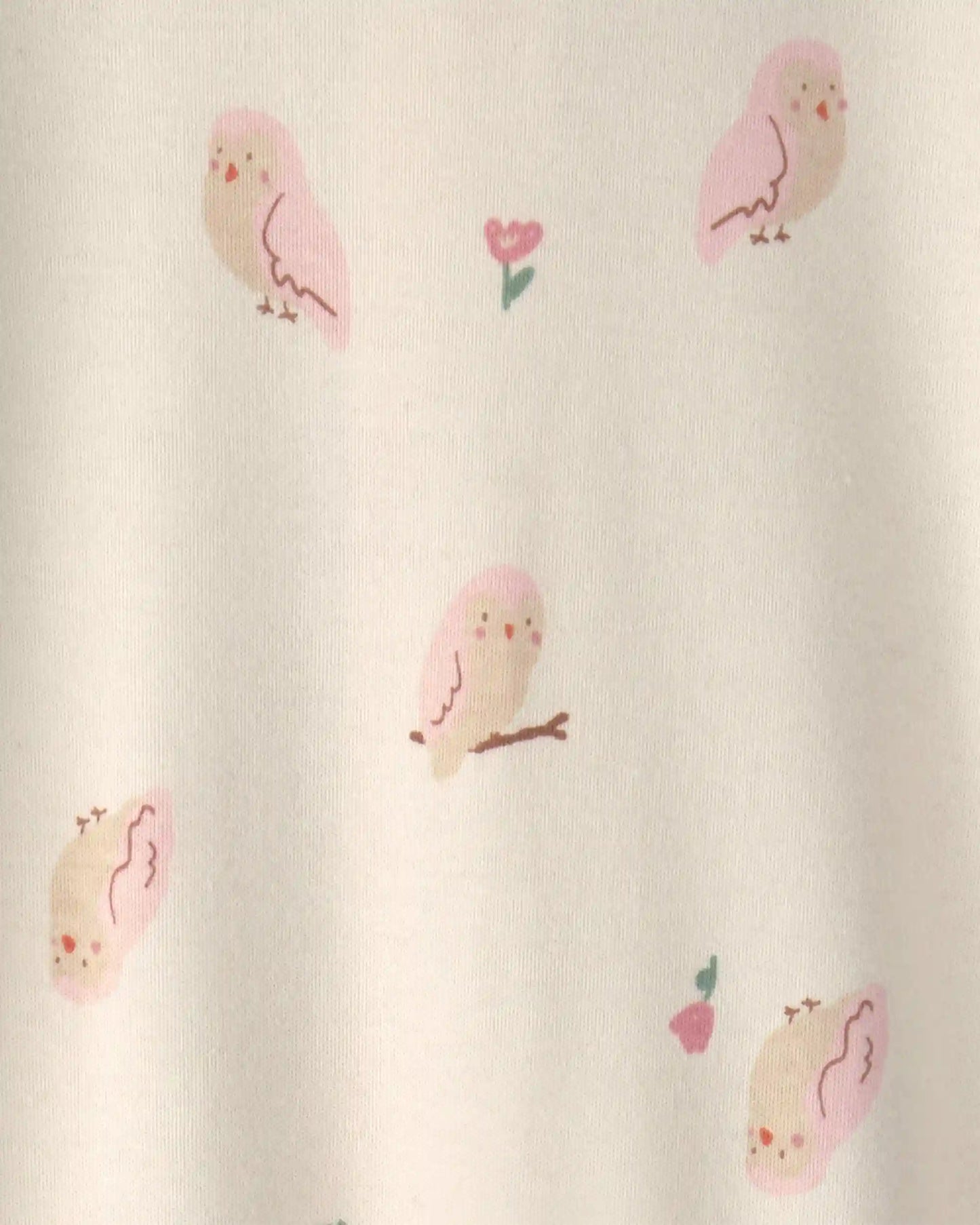 Baby Girl Owl 100% Cotton 2-Way Zip Sleep & Play Pajamas - Cream