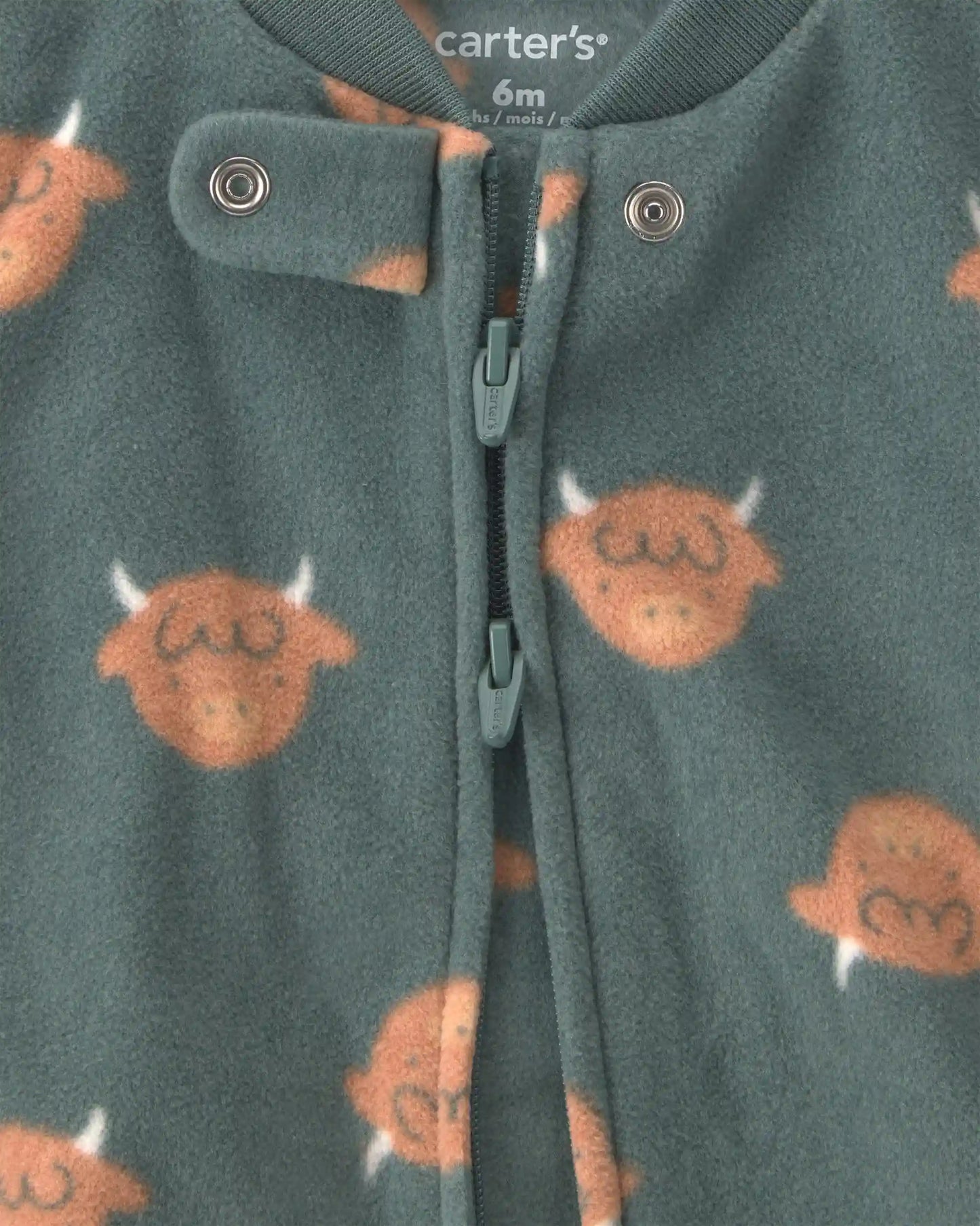 Baby Boy Farm Fleece 2-Way Zip Sleep & Play Pajamas - Green