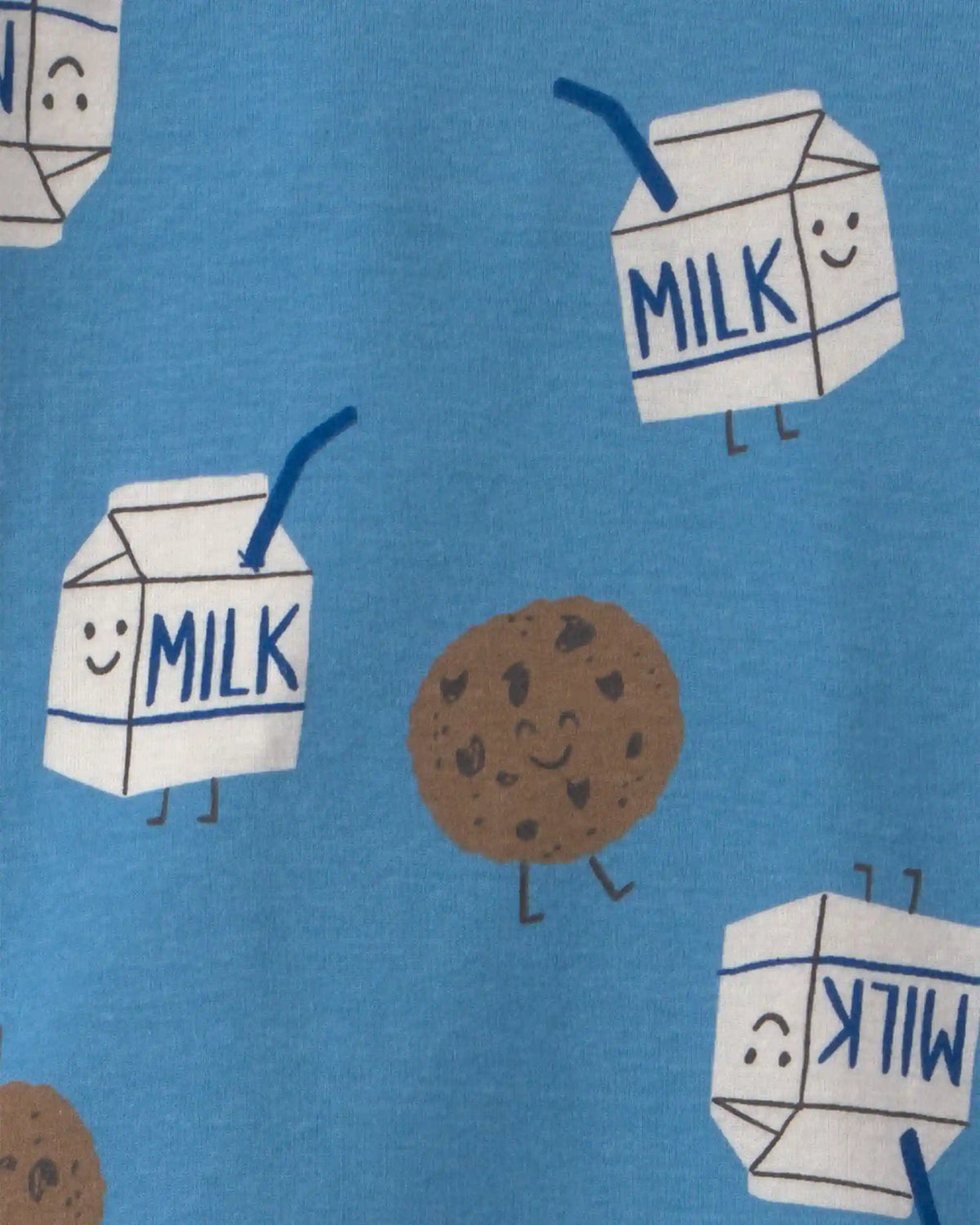 Baby Boy 4-Piece Milk & Cookies 100% Cotton Snug Fit Pajama Set - Blue