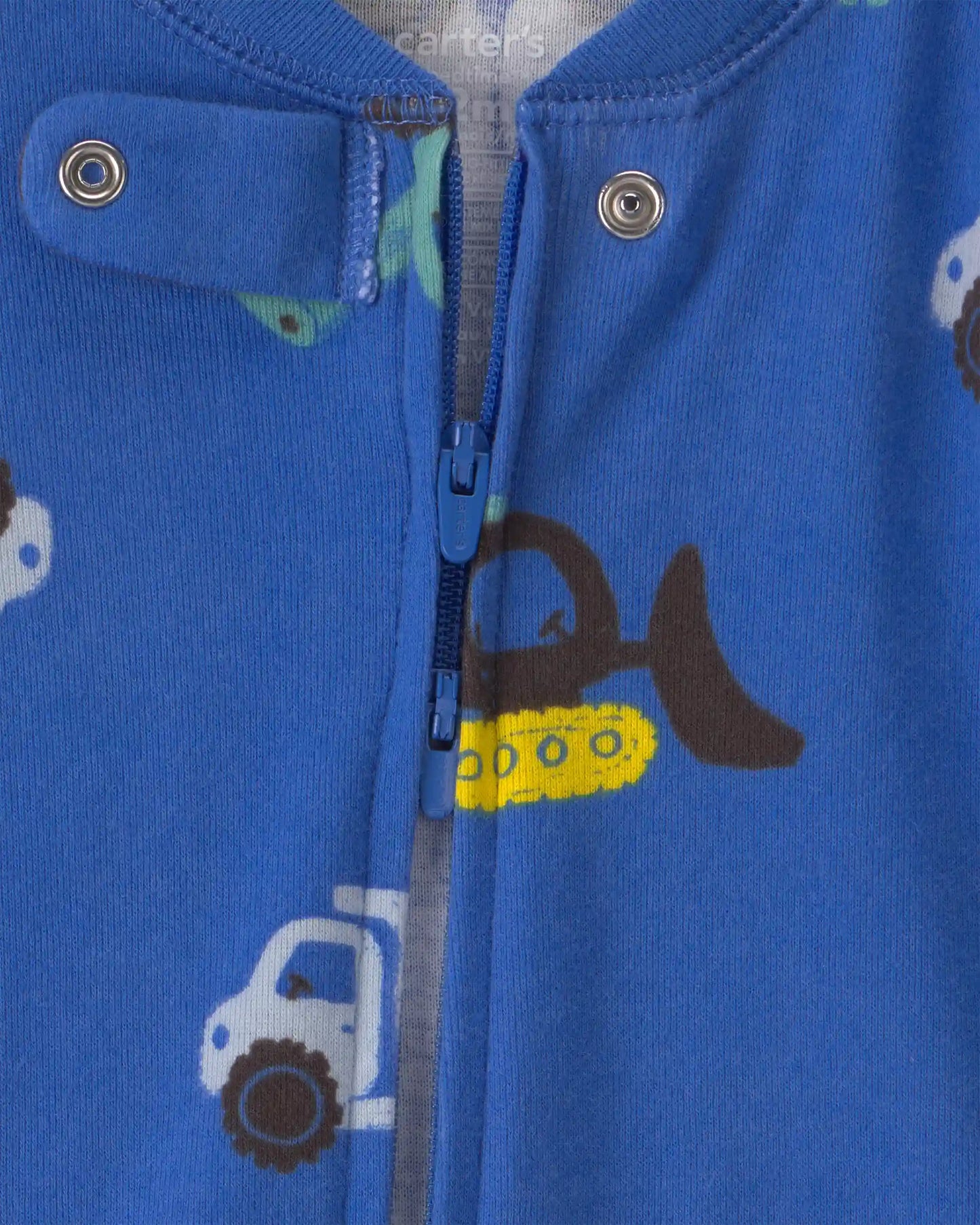 Baby Boy 1-Piece Construction 2-Way Zip 100% Cotton Snug Fit Footed Pajama - Blue