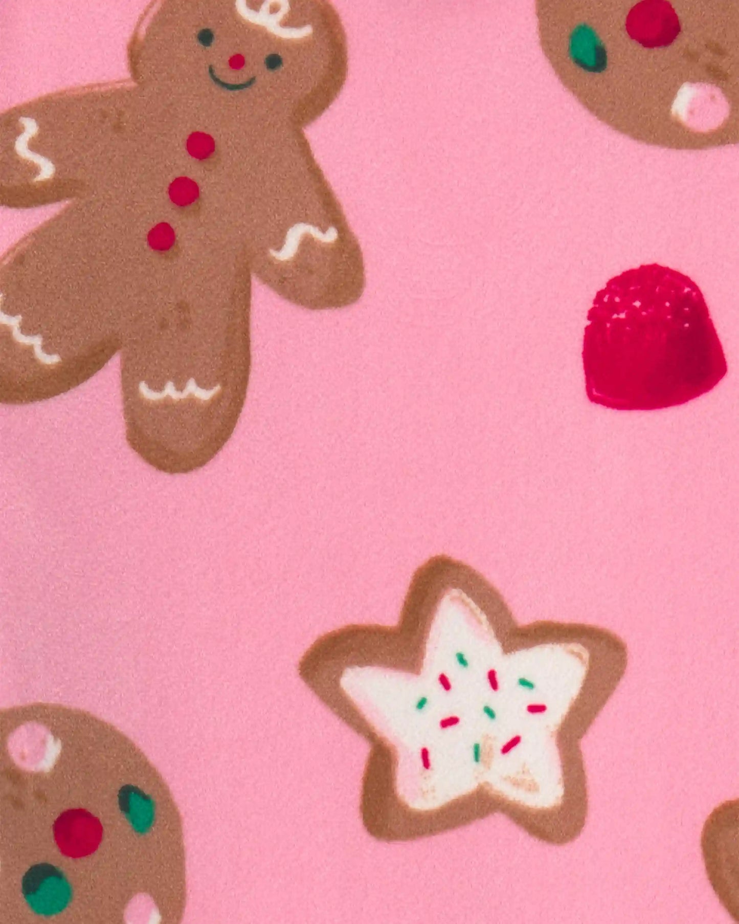 Baby Girl 2-Piece Christmas Gingerbread DreamPlush Snug Fit Pajama Set - Pink