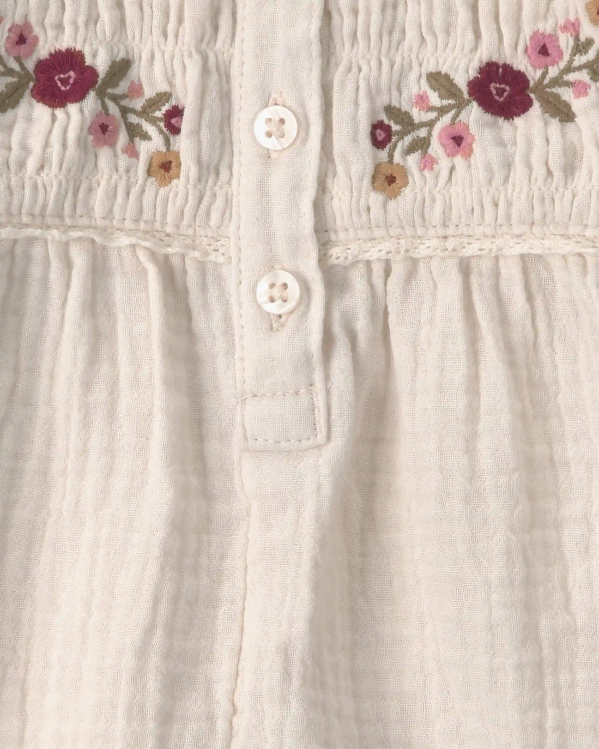 Baby Girl Organic Cotton Embroidered Gauze Top