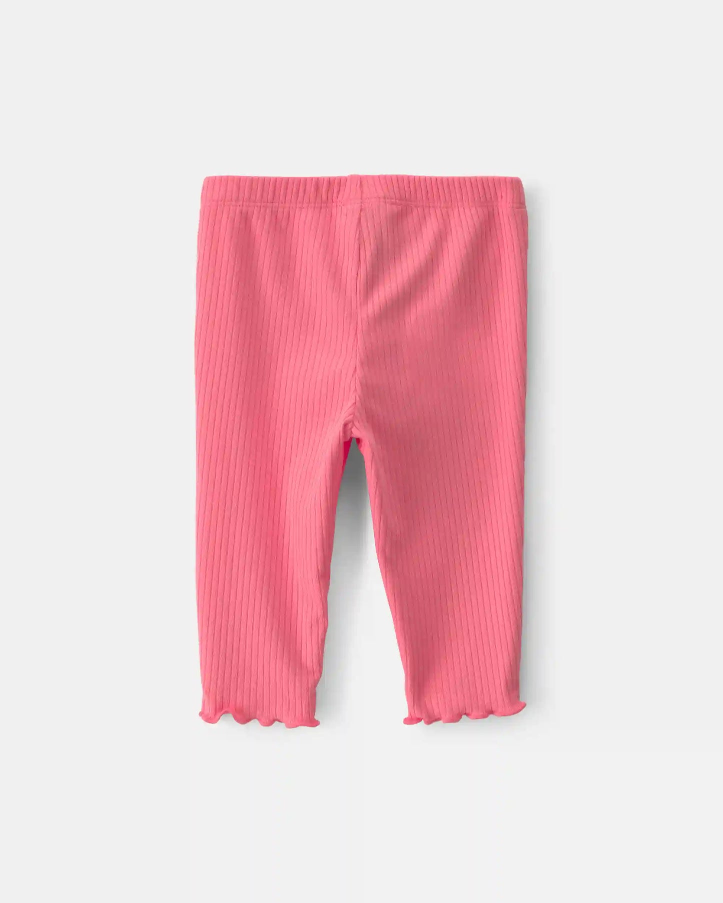 Baby Girl Pull-On Ribbed Leggings - Coral