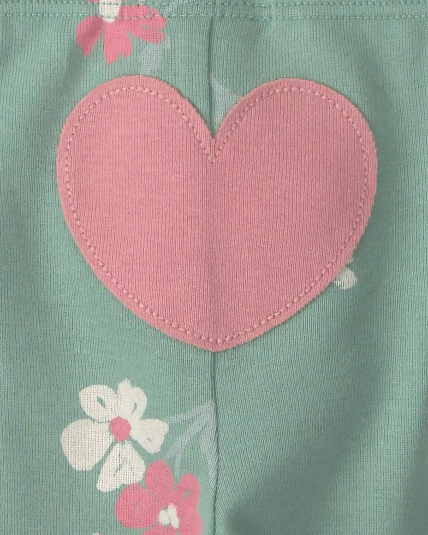 Baby Girl 3-Piece Heart Floral Long-Sleeve Bodysuit & Pant Set - Green/Cream