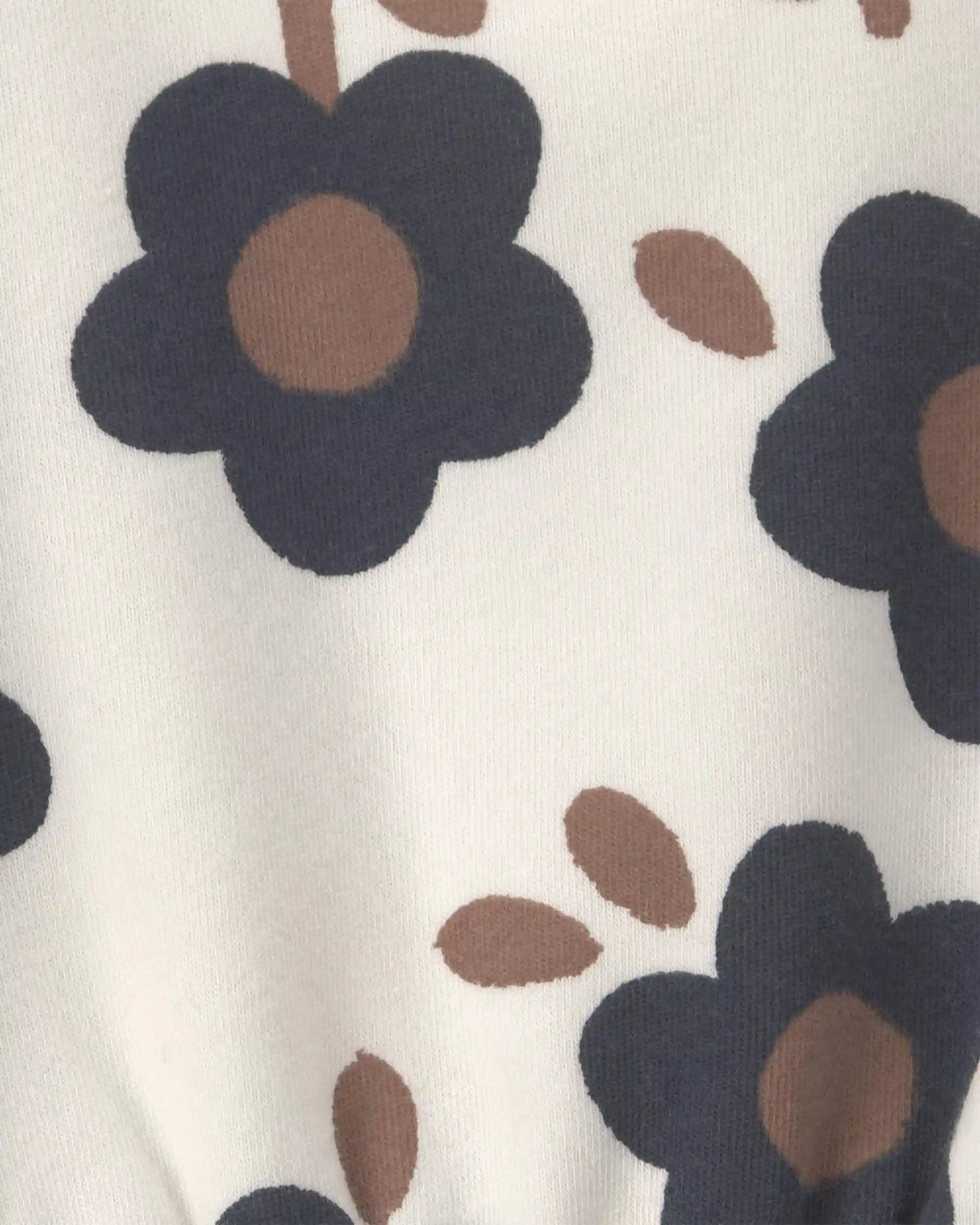 Baby Girl Floral Fleece Long-Sleeve Jumpsuit - Cream/Black/Brown