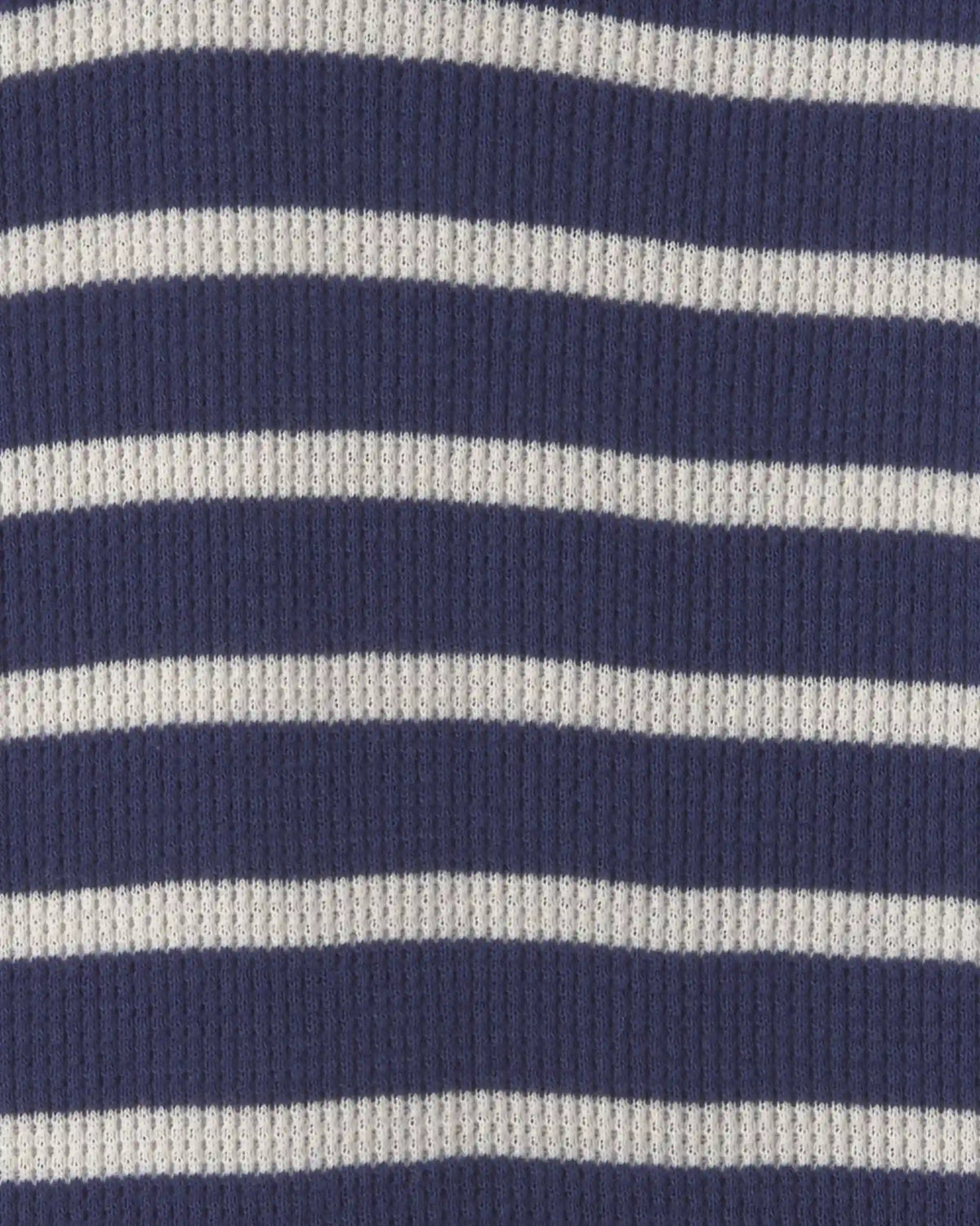 Baby Boy Striped Thermal Long-Sleeve Jumpsuit - Navy Blue