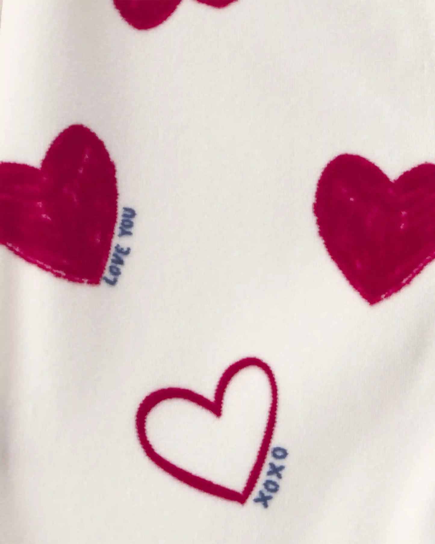 Baby 2-Way Zip Valentine's Day Velvety Sleep & Play Pajamas - Cream/Red