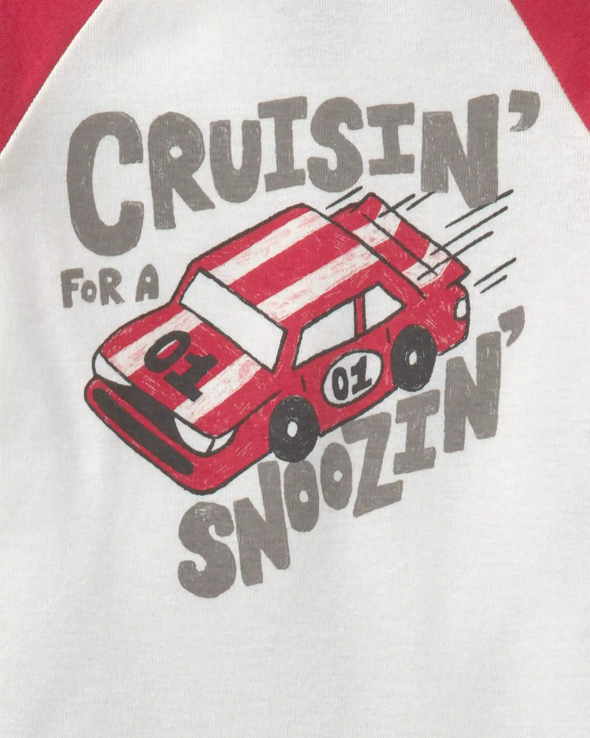 Baby Boy 'Cruisin' For A Snoozin' Race Car Snug Fit 4-Piece Pajama Set - Red/White
