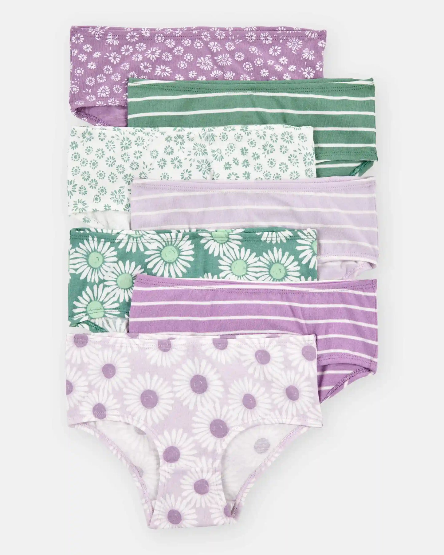 Toddler Girl 7-Pack Floral Brief Underwear - Purple/Green/White