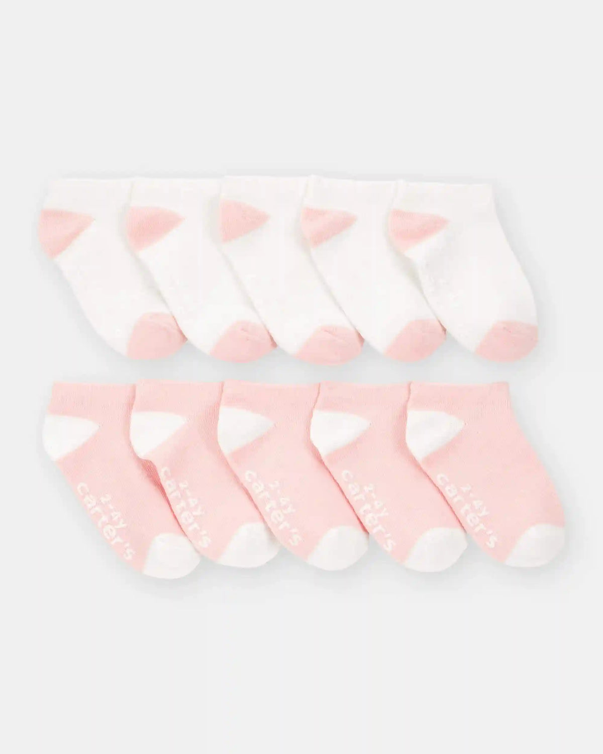 Toddler Girl 10-Pack No Show Socks - Pink/White