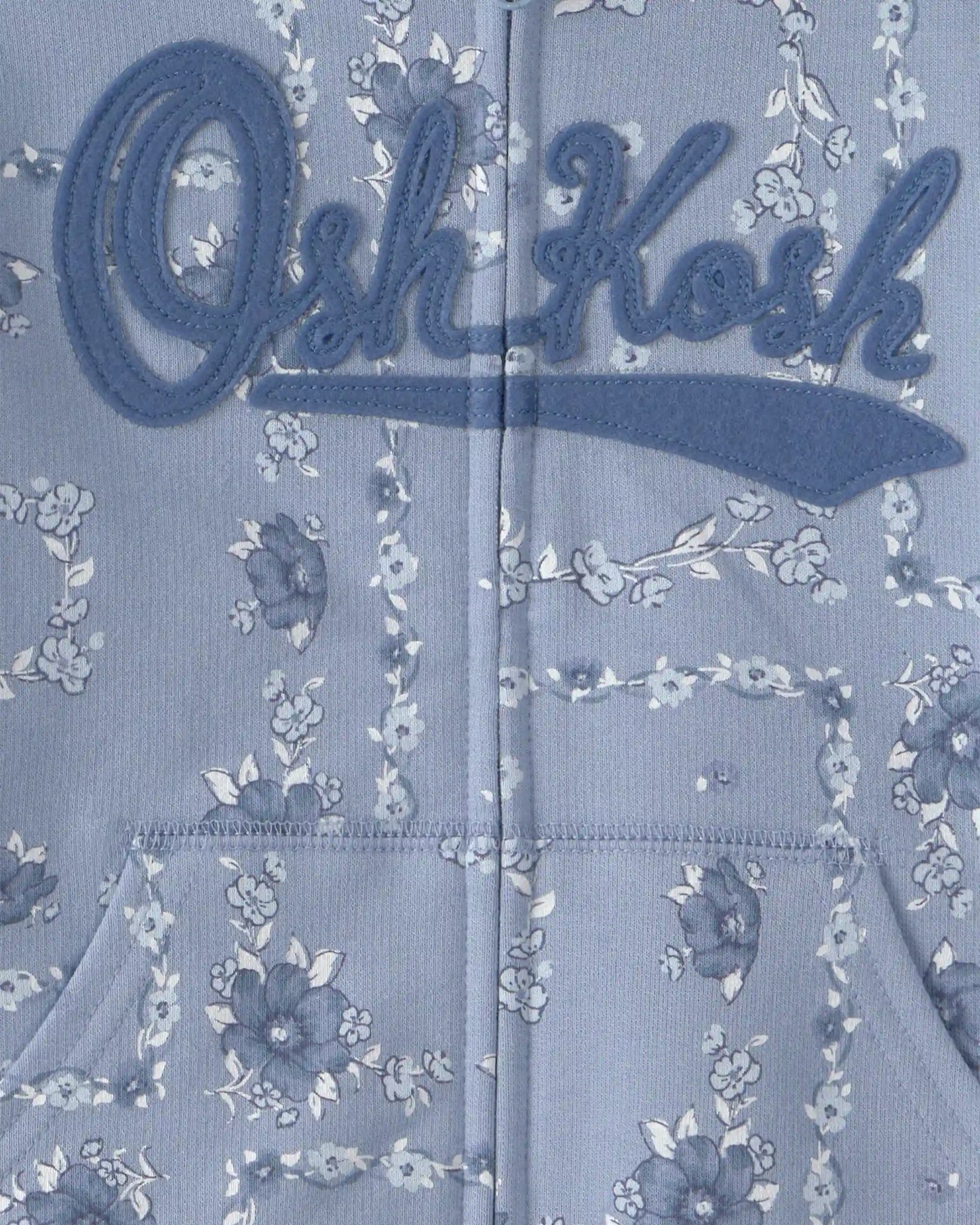 Toddler Girl Floral OshKosh Logo Zip-Up Hoodie - Blue