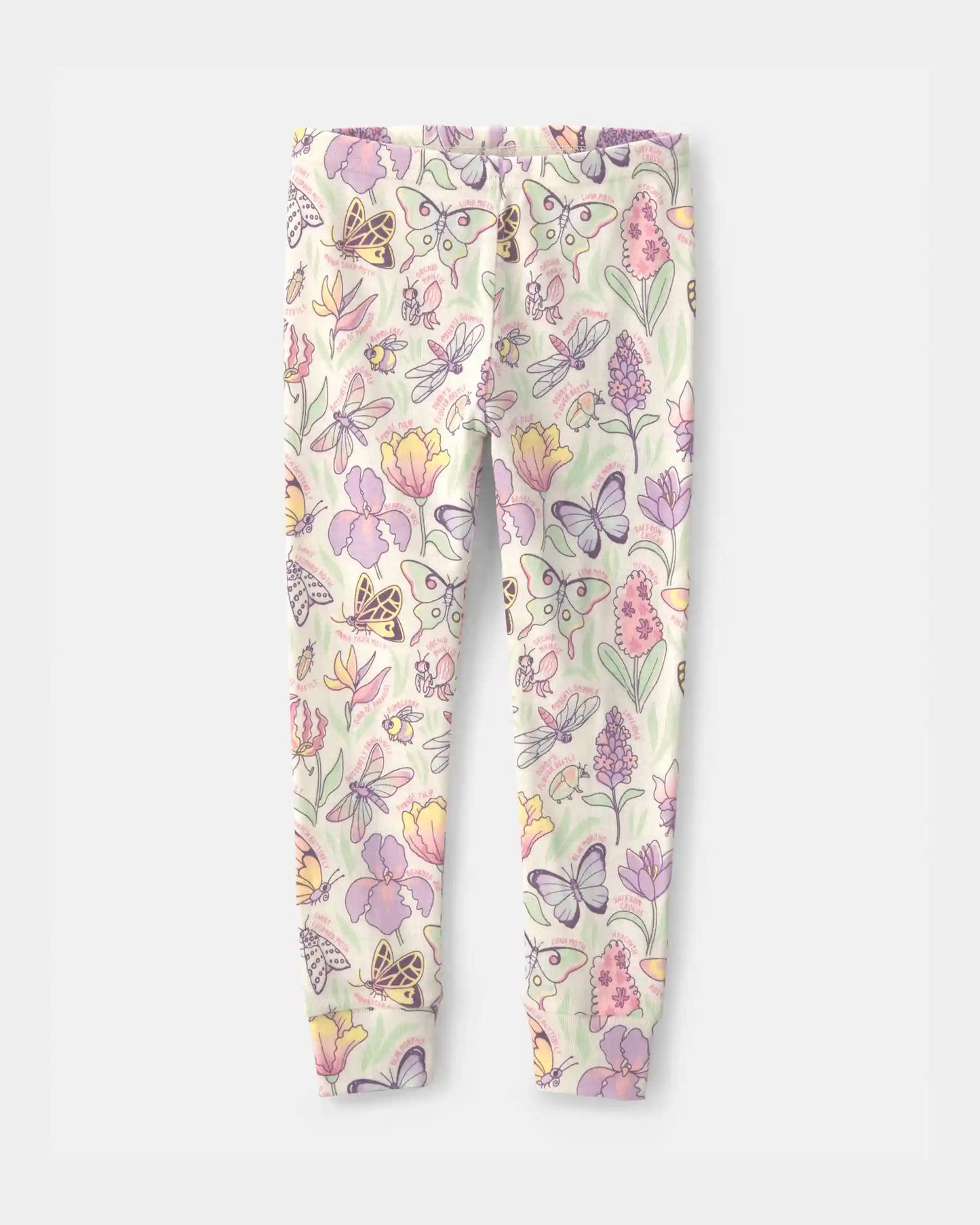 Toddler Girl Butterfly 100% Cotton Snug Fit 2-Piece Pajama Set - Cream