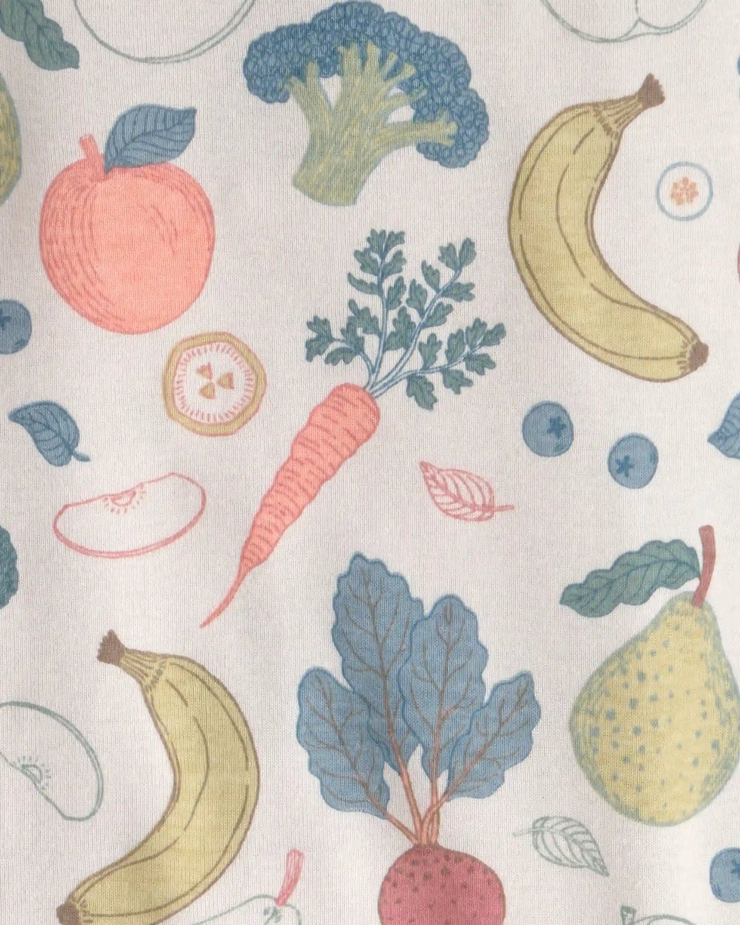 Toddler 2-Piece Organic Cotton Ribbed Pajama Set in Veggie Fruit Print