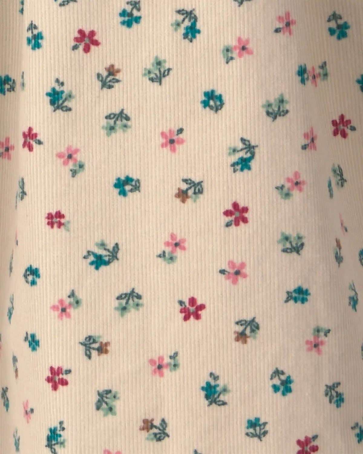 Toddler Girl Floral Collared Corduroy Long-Sleeve Dress - Cream