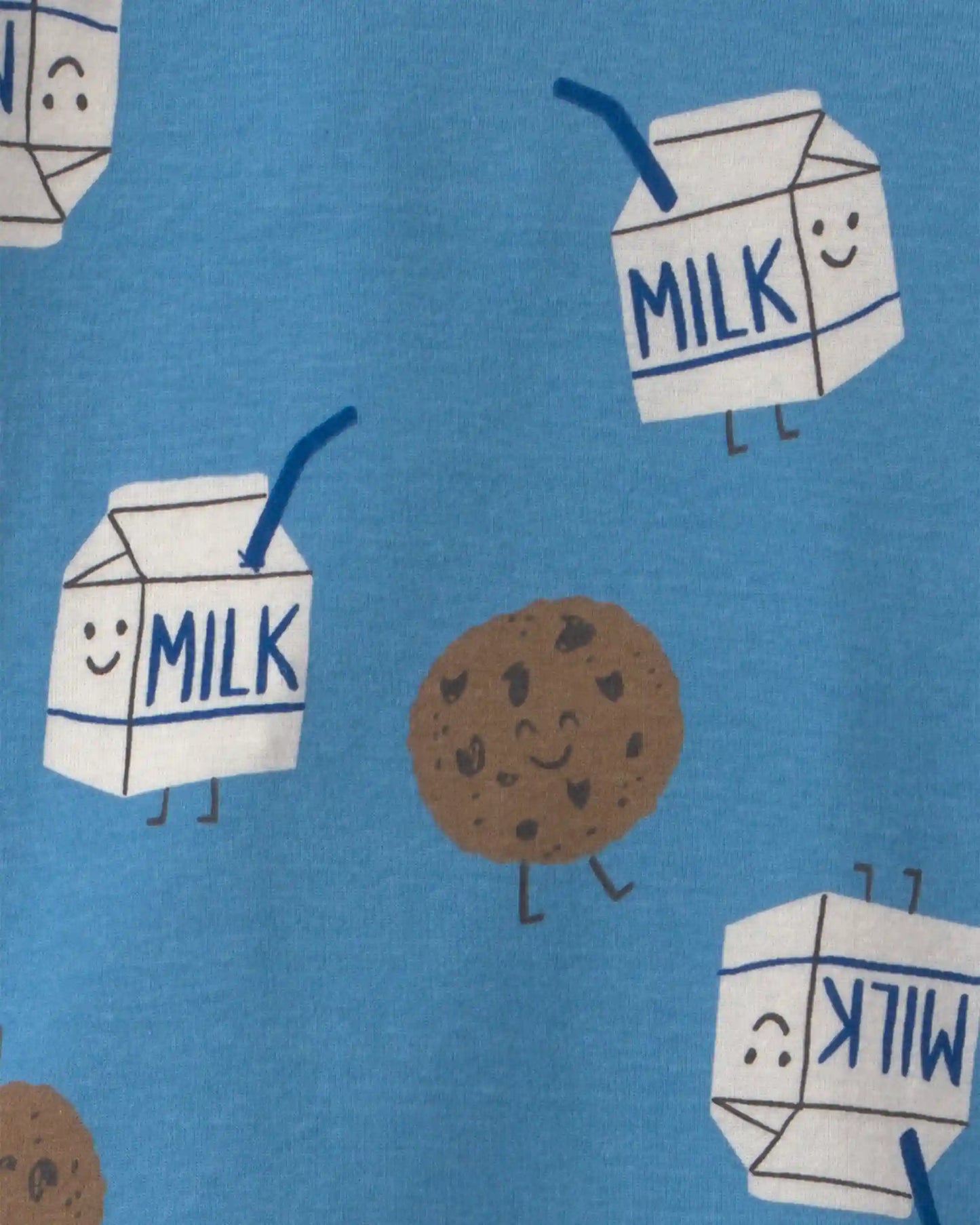Toddler Boy 4-Piece Milk & Cookies 100% Cotton Snug Fit Pajama Set - Blue