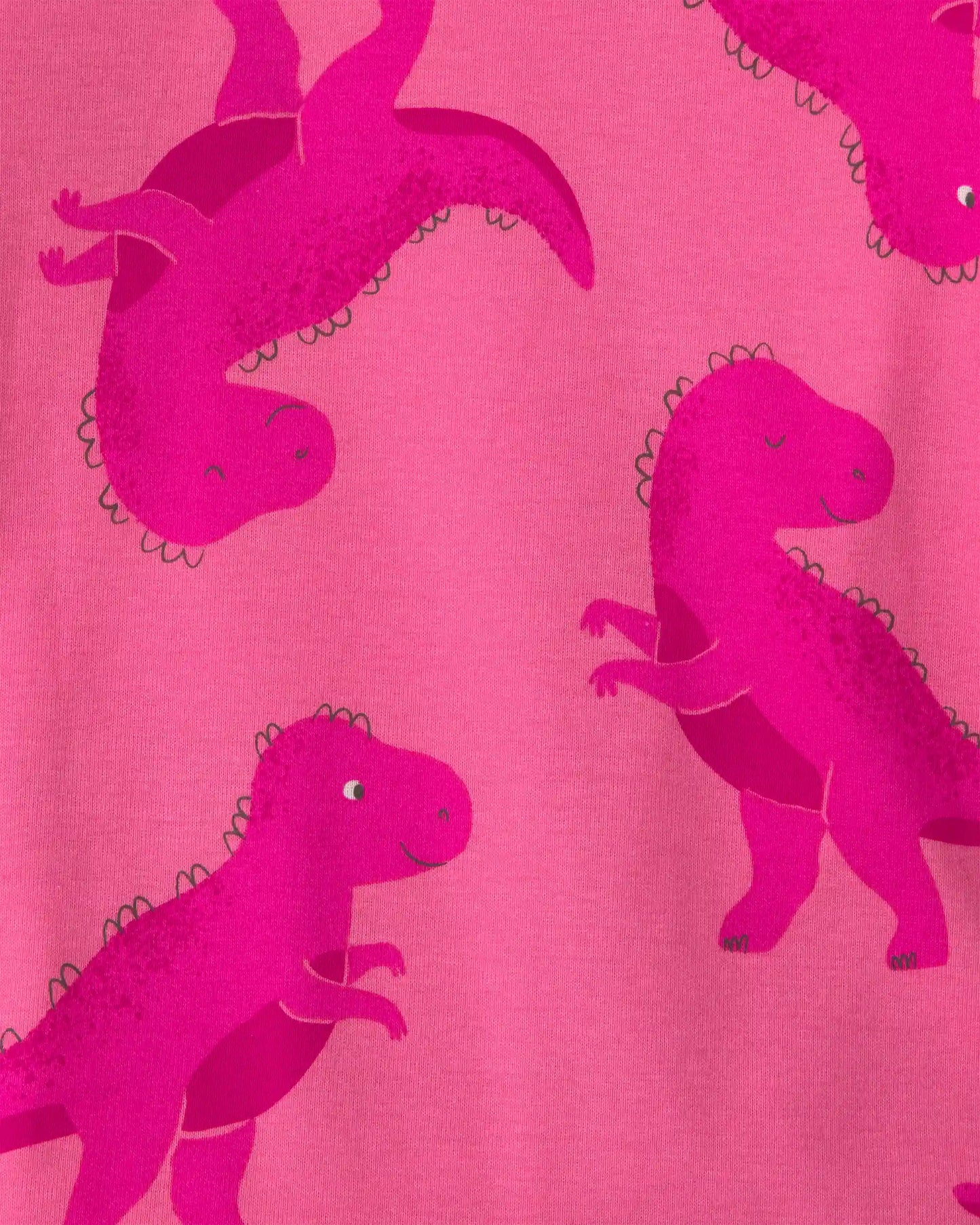 Toddler Girl 4-Piece Dino Heart Cotton Snug Fit Pajama Set - Pink