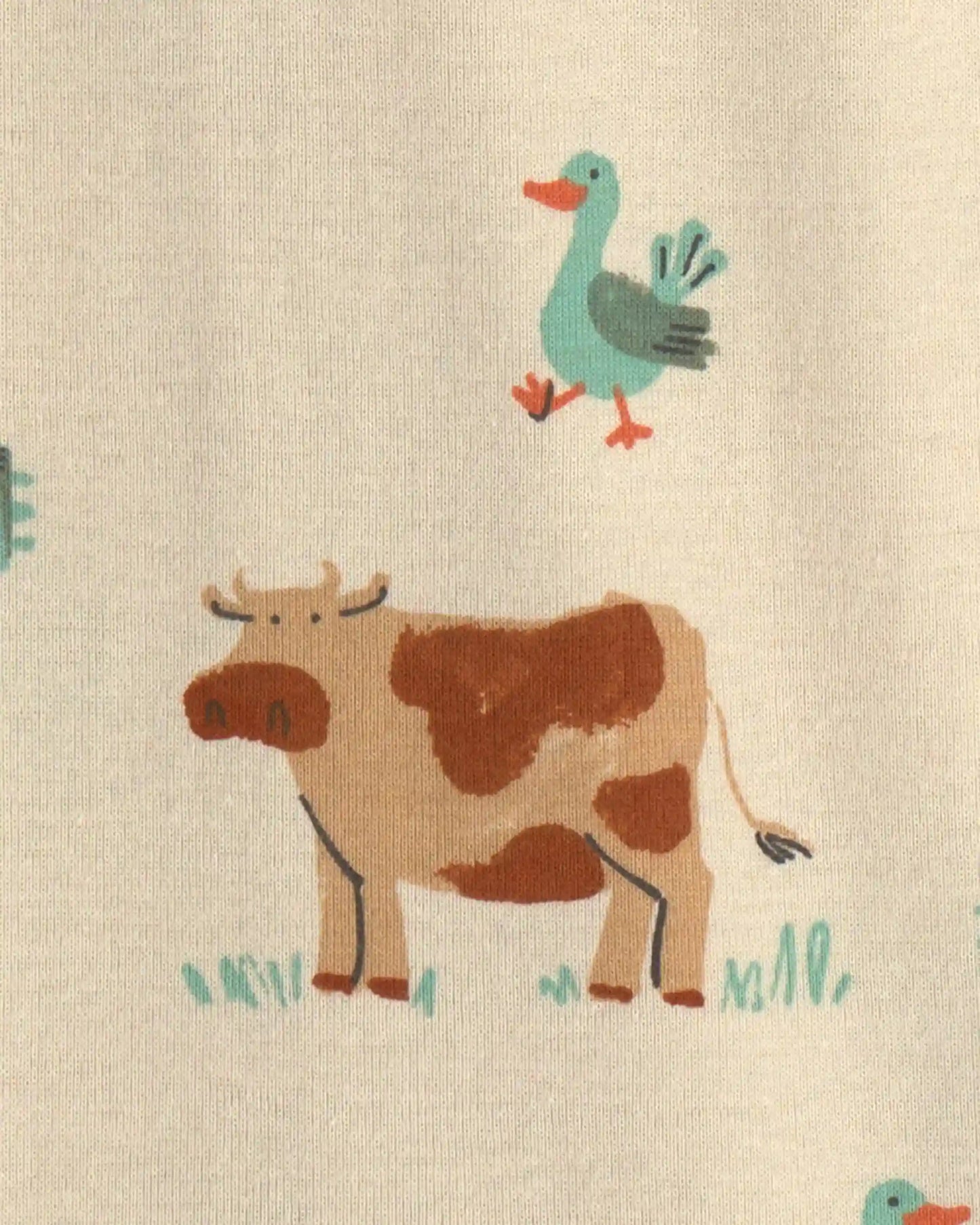 Toddler Boy 1-Piece Farm 100% Cotton Snug Fit Footed Pajama - Beige