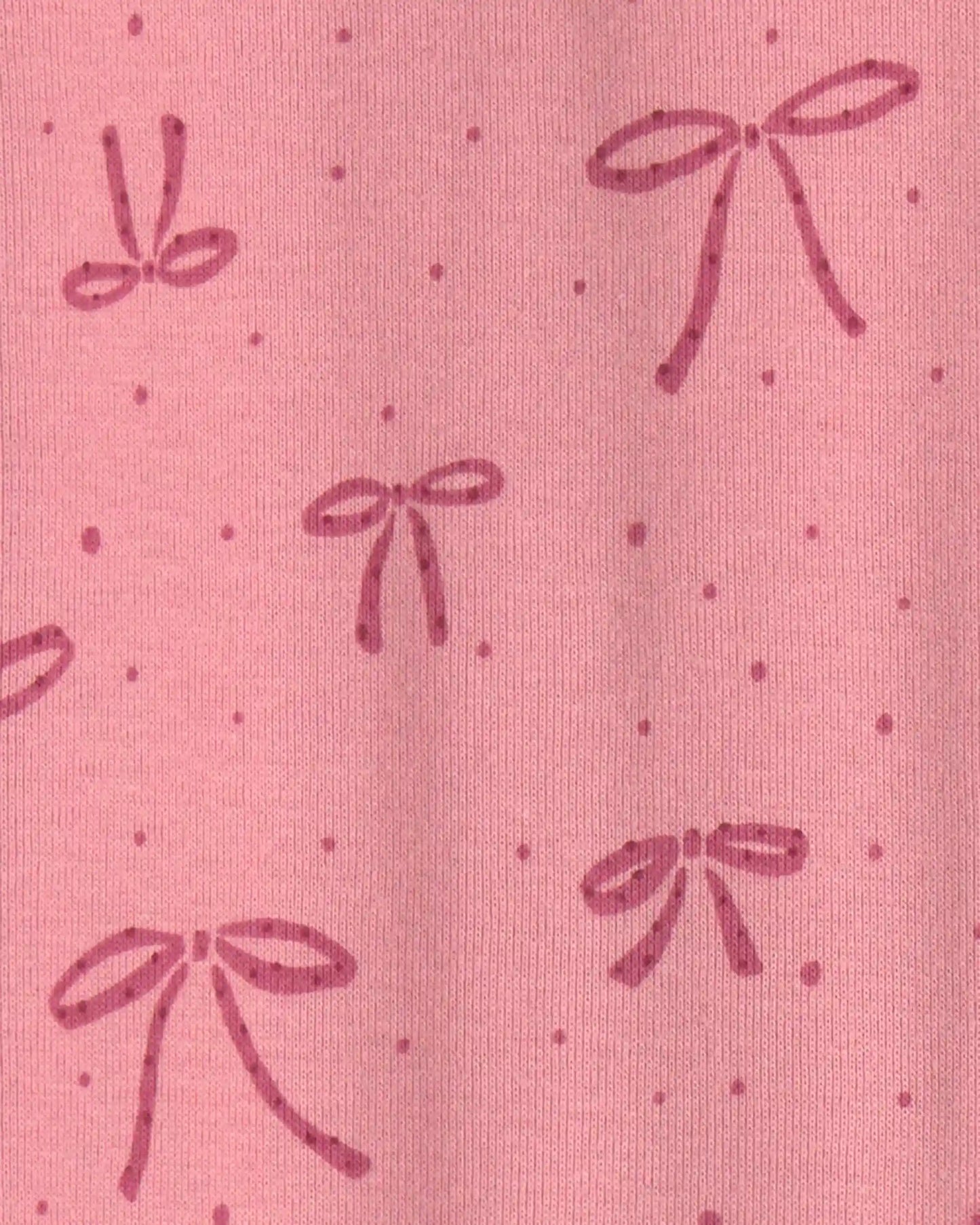 Toddler Girl 1-Piece Bows 100% Cotton Snug Fit Footed Pajama - Pink