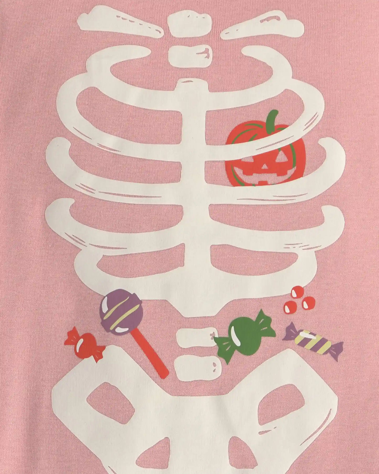 Toddler Girl 2-Piece Halloween Glow in the Dark Skeleton 100% Cotton Snug Fit Pajama Set - Pink