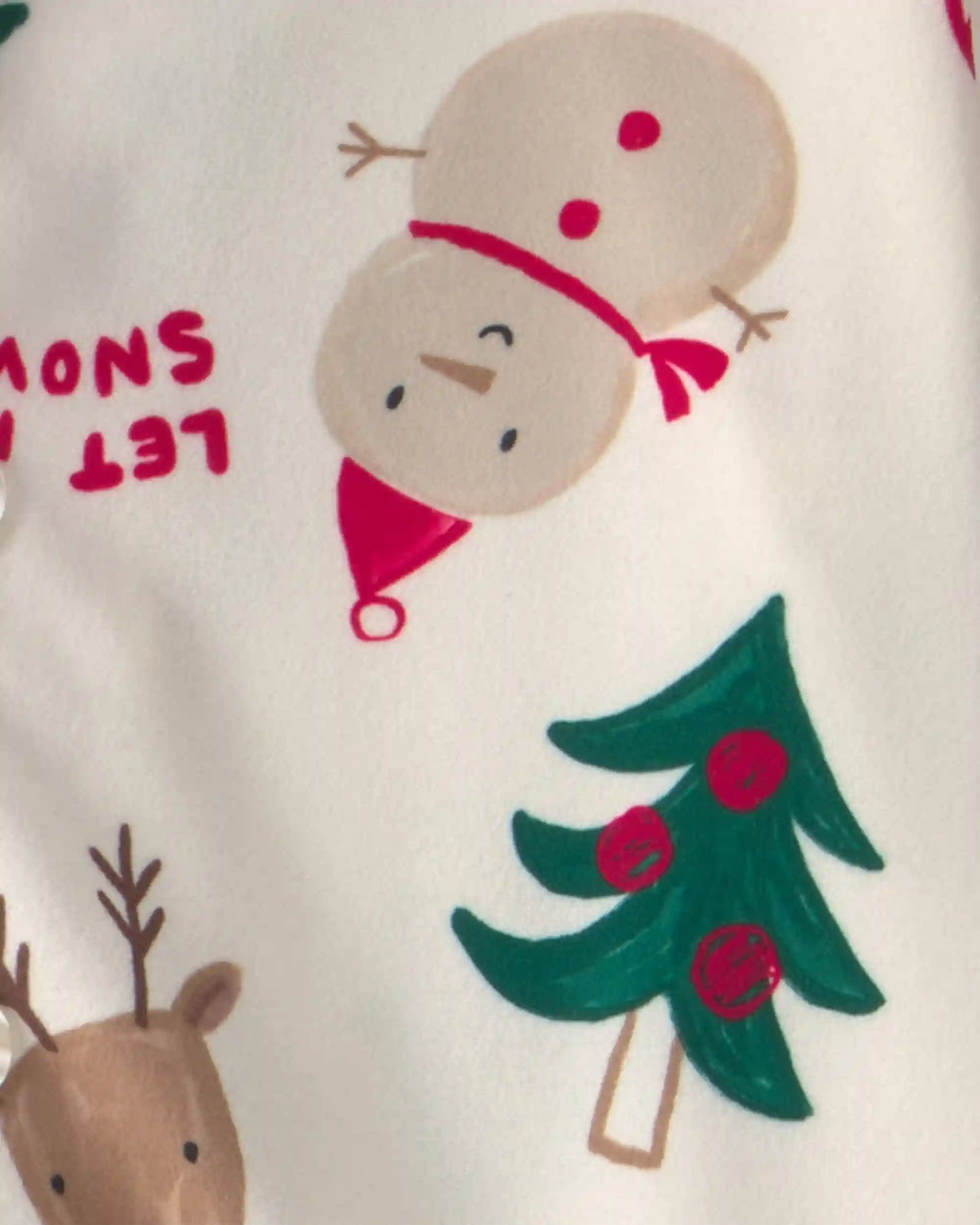 Toddler 2-Piece Christmas Icon Fleece Loose Fit Pajama Set - Cream