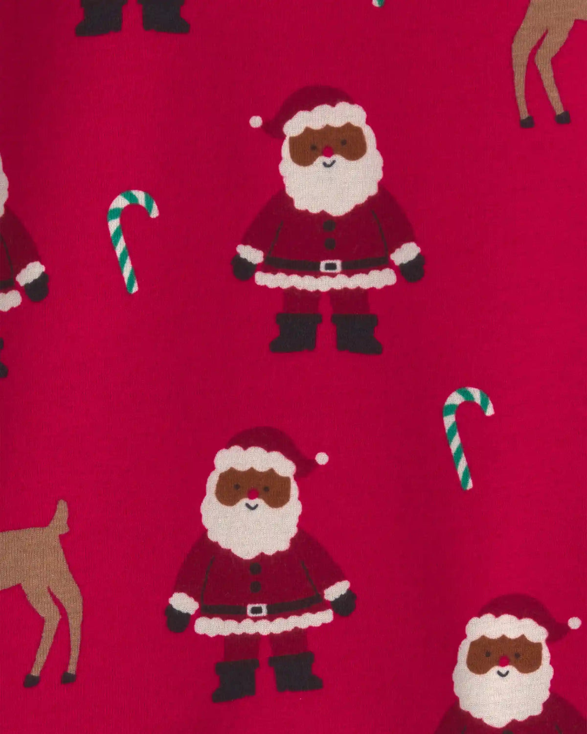 Toddler 2-Piece Brown Santa Christmas 100% Cotton Snug Fit Pajama Set - Red