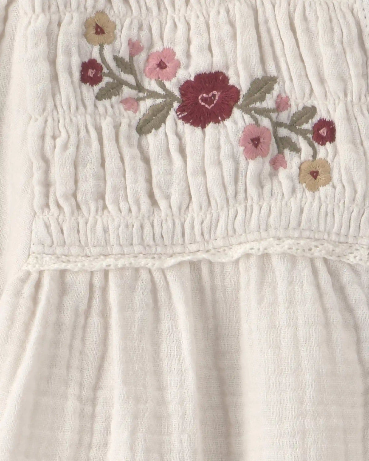 Toddler Girl Organic Cotton Embroidered Gauze Top