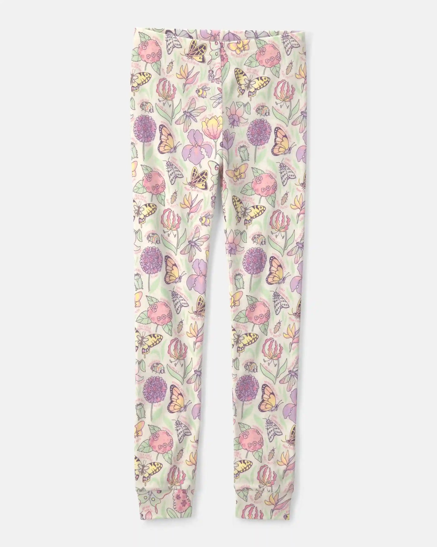 Girls Butterfly 100% Cotton Snug Fit 2-Piece Pajama Set - Cream