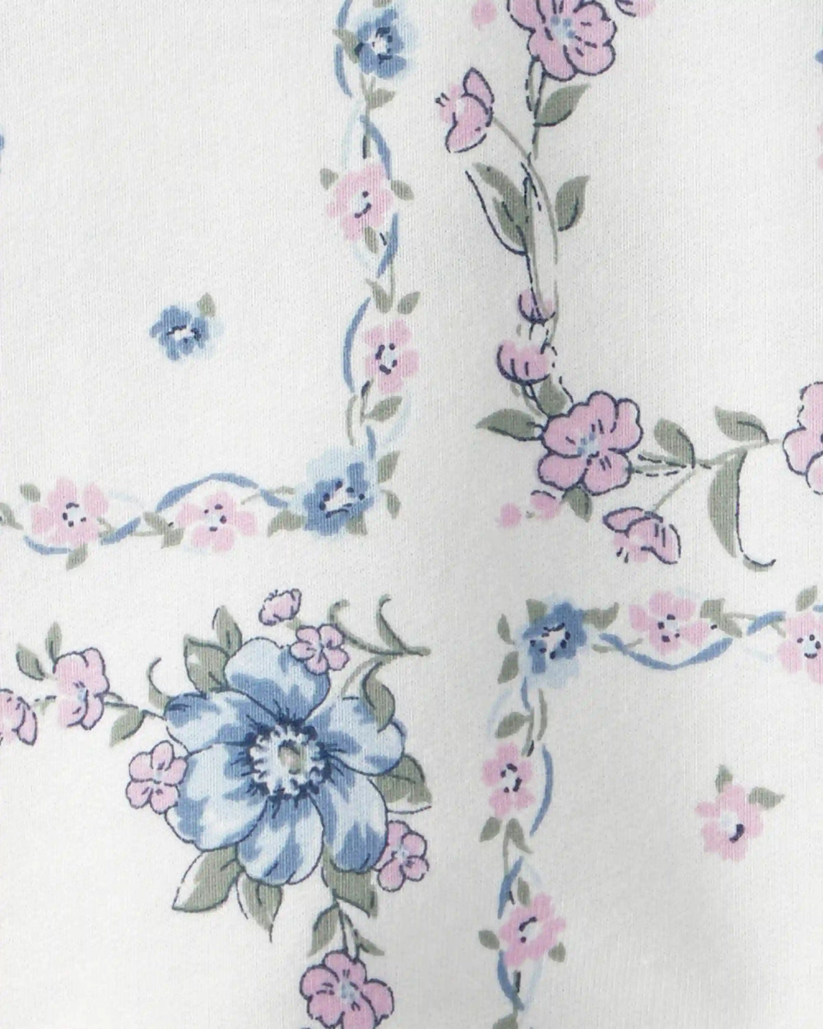 Girls Bandana Floral French Terry Pullover Sweatshirt - Blue/Ivory