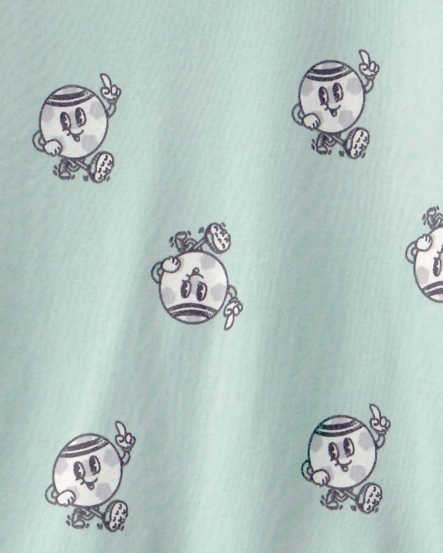 Kids Soccer 100% Cotton Short-Sleeve Snug Fit 2-Piece Pajama Set - Green