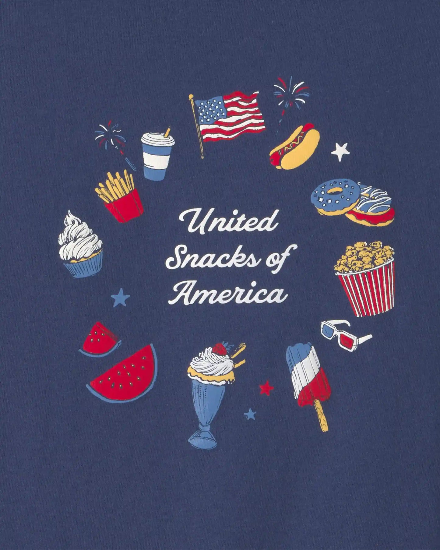 Girls 'United Snacks of America' Graphic Tee - Navy Blue