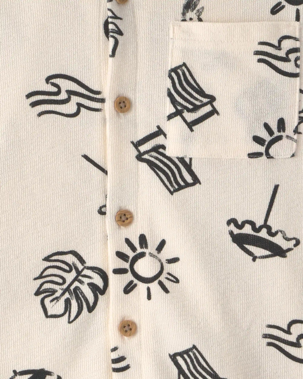 Boys Beach Button-Down Shirt - Ivory