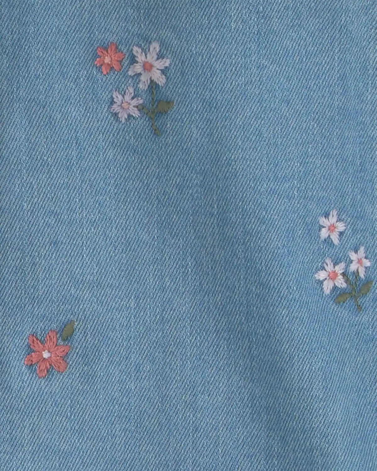Girls Floral Denim Jacket - Light Wash