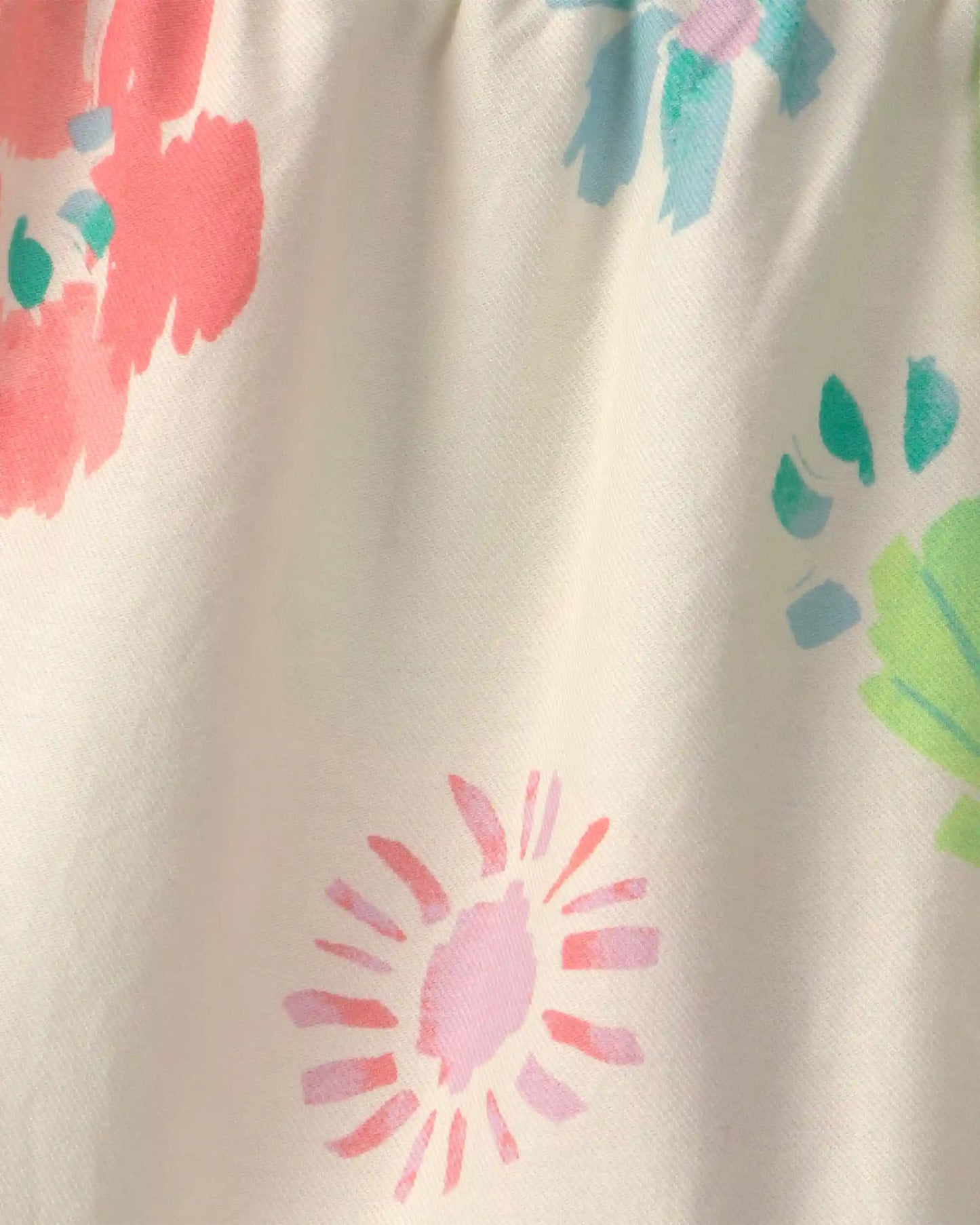 Girls Ruffle-Trim Summer Floral Shorts - Cream