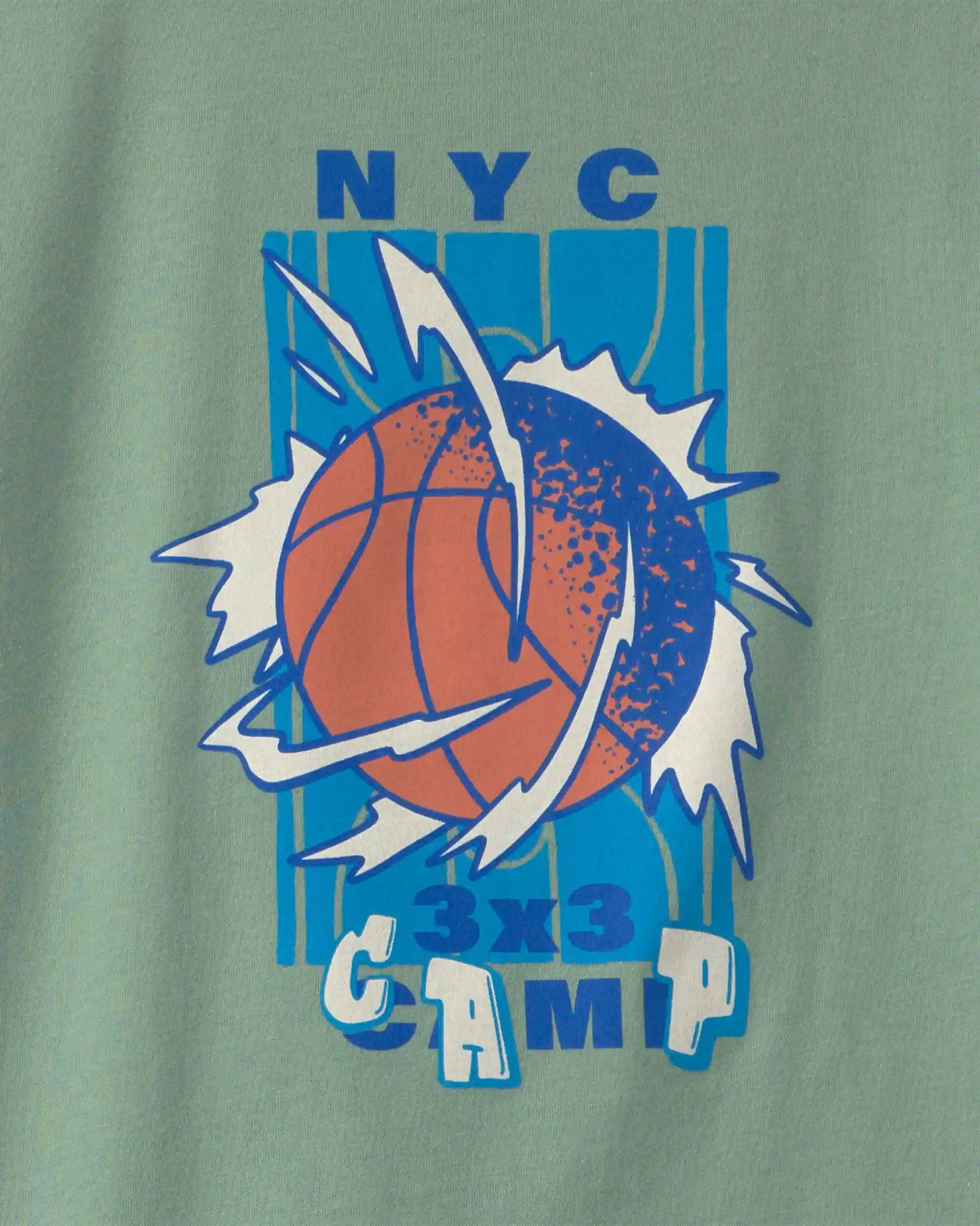 Boys 'NYC Camp' Basketball Long-Sleeve Graphic Tee - Green