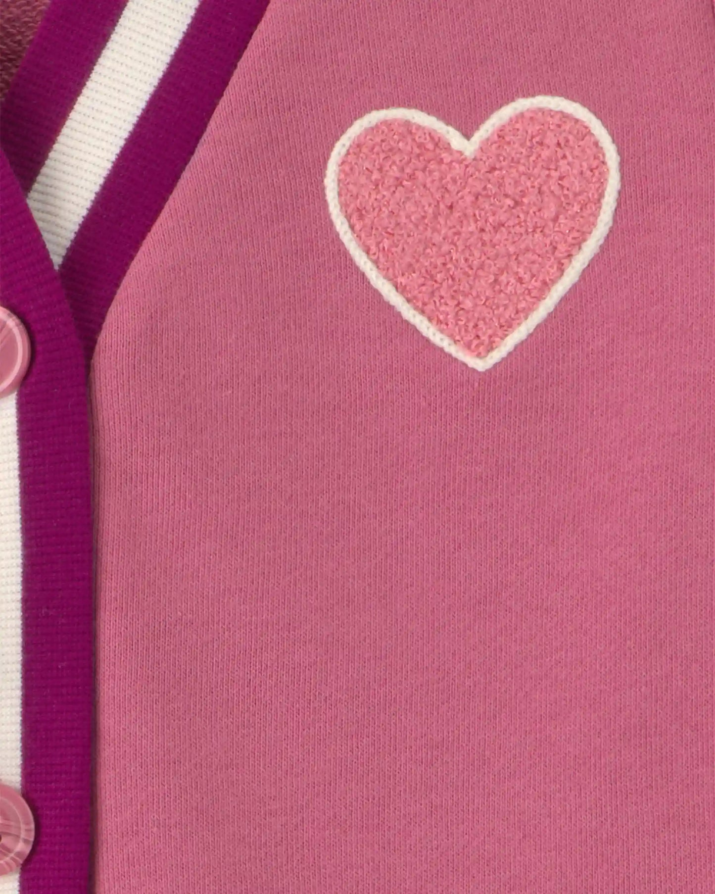 Girls Heart French Terry Cardigan Sweater - Pink