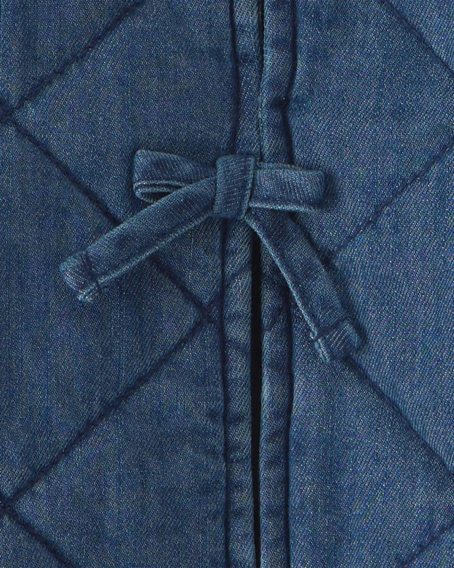 Girls Quilted Denim Jacket - Medium Wash