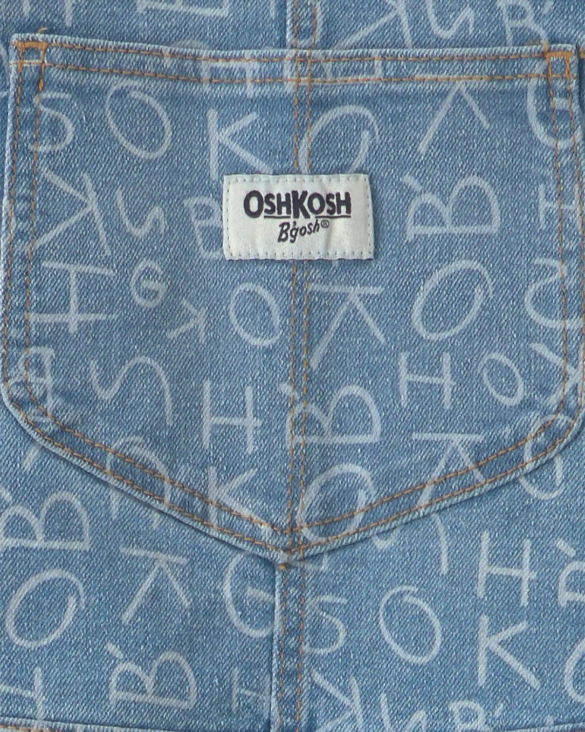 Girls Alphabet Denim Overalls - Light Wash