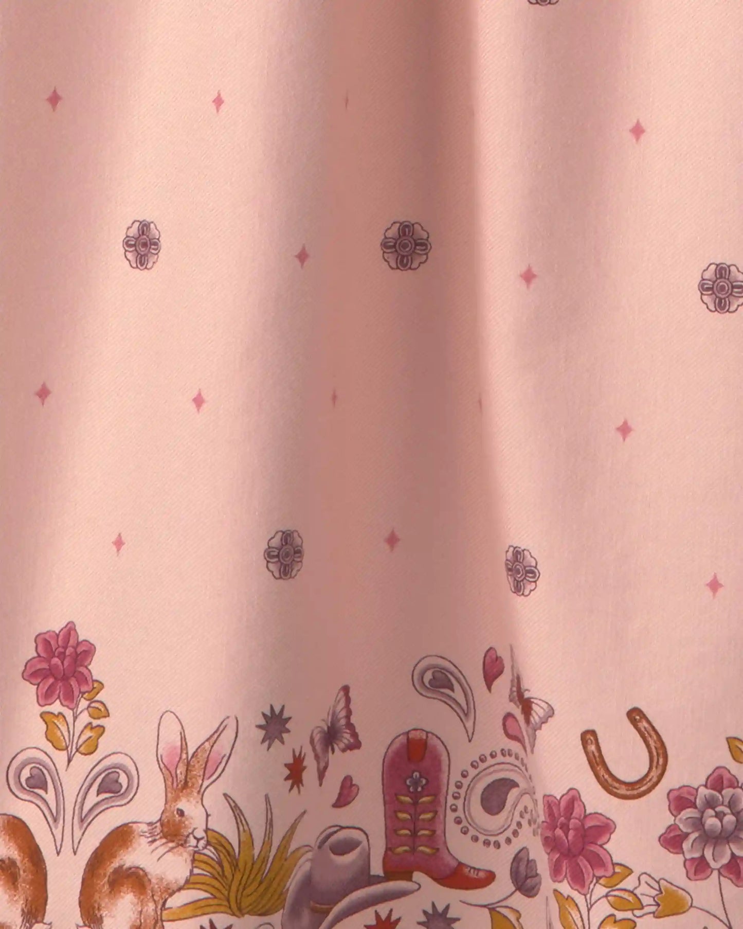 Girls Floral Twill Long-Sleeve Dress - Pink